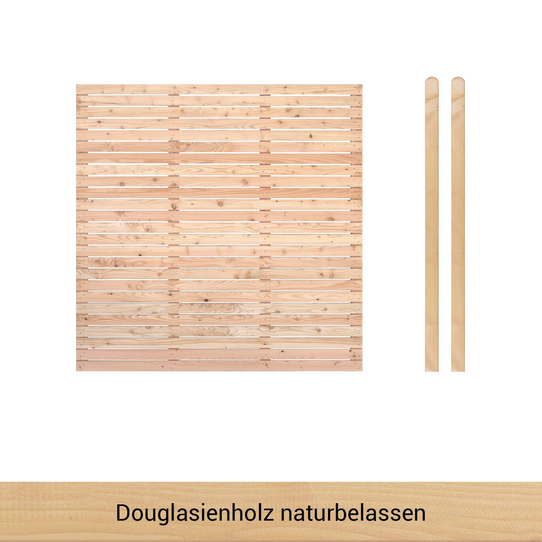 Zaun »Kurt Set 1«, 1 Zaunelement 180 x 180cm, 2 Pfosten, Kopf gerundet, Länge 190cm