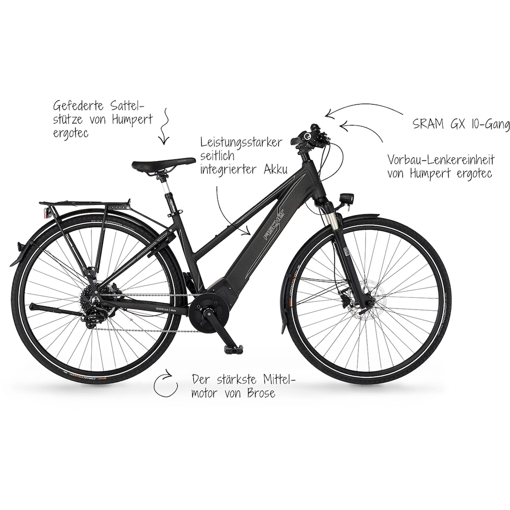 FISCHER Fahrrad E-Bike »VIATOR 6.0i Damen 504«, 10 Gang