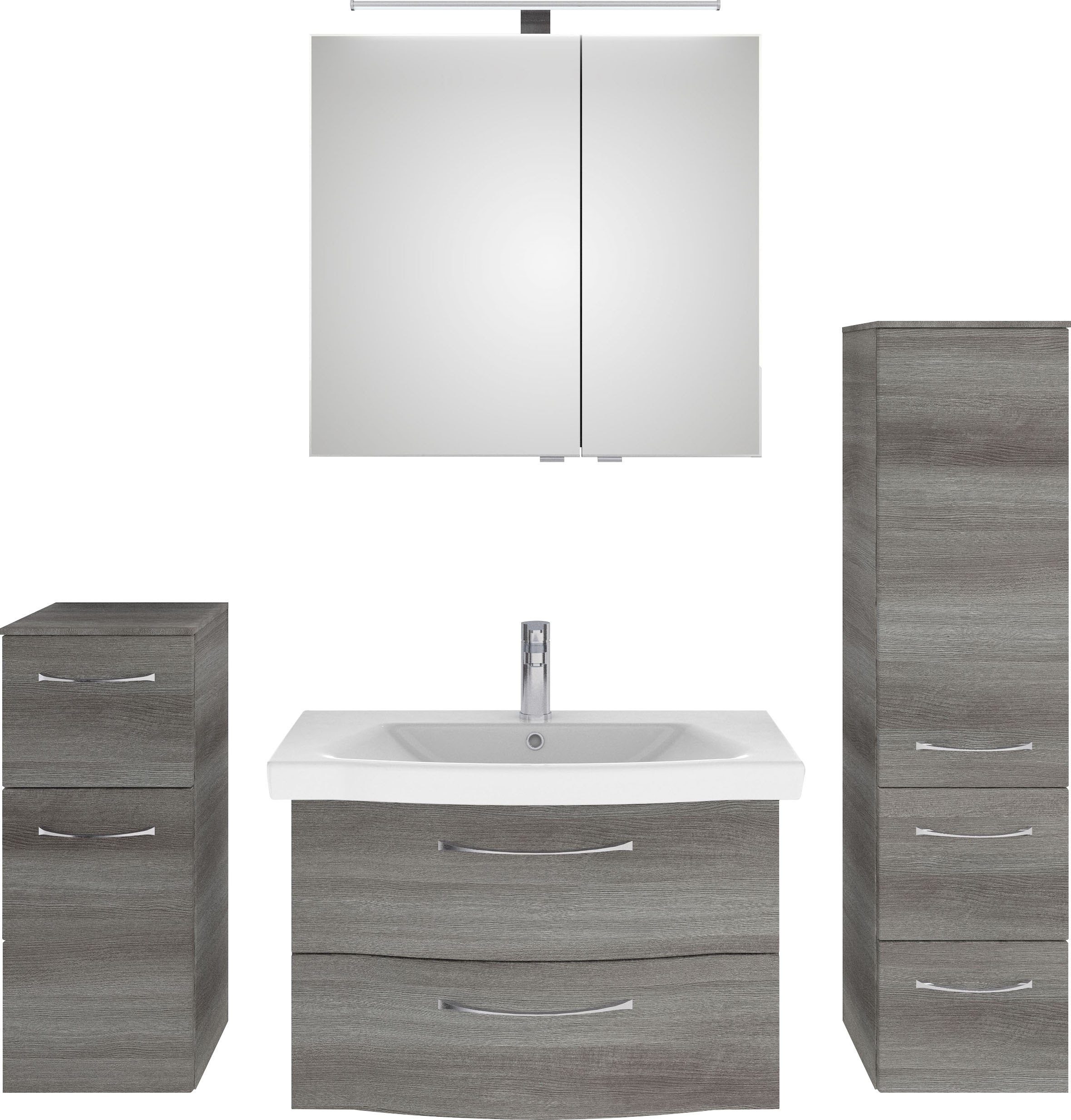 Saphir "6005 Sprint 4-teilig, Keramik-Waschtisch mit LED-Spiegelschrank" 5 Stk. tlg.