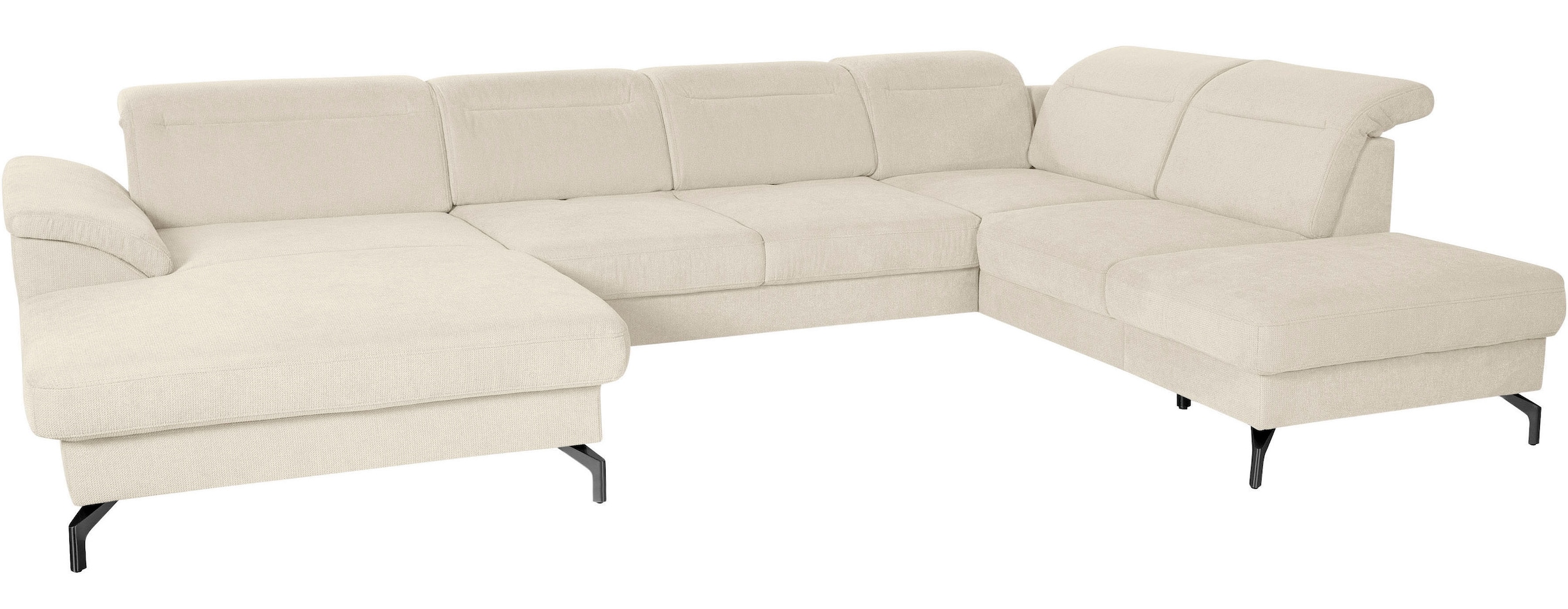 sit&more Wohnlandschaft »Percy U-Form«, 15 cm Fußhöhe, Sitztiefenverstellung, wahlweise in 2 Fußfarben