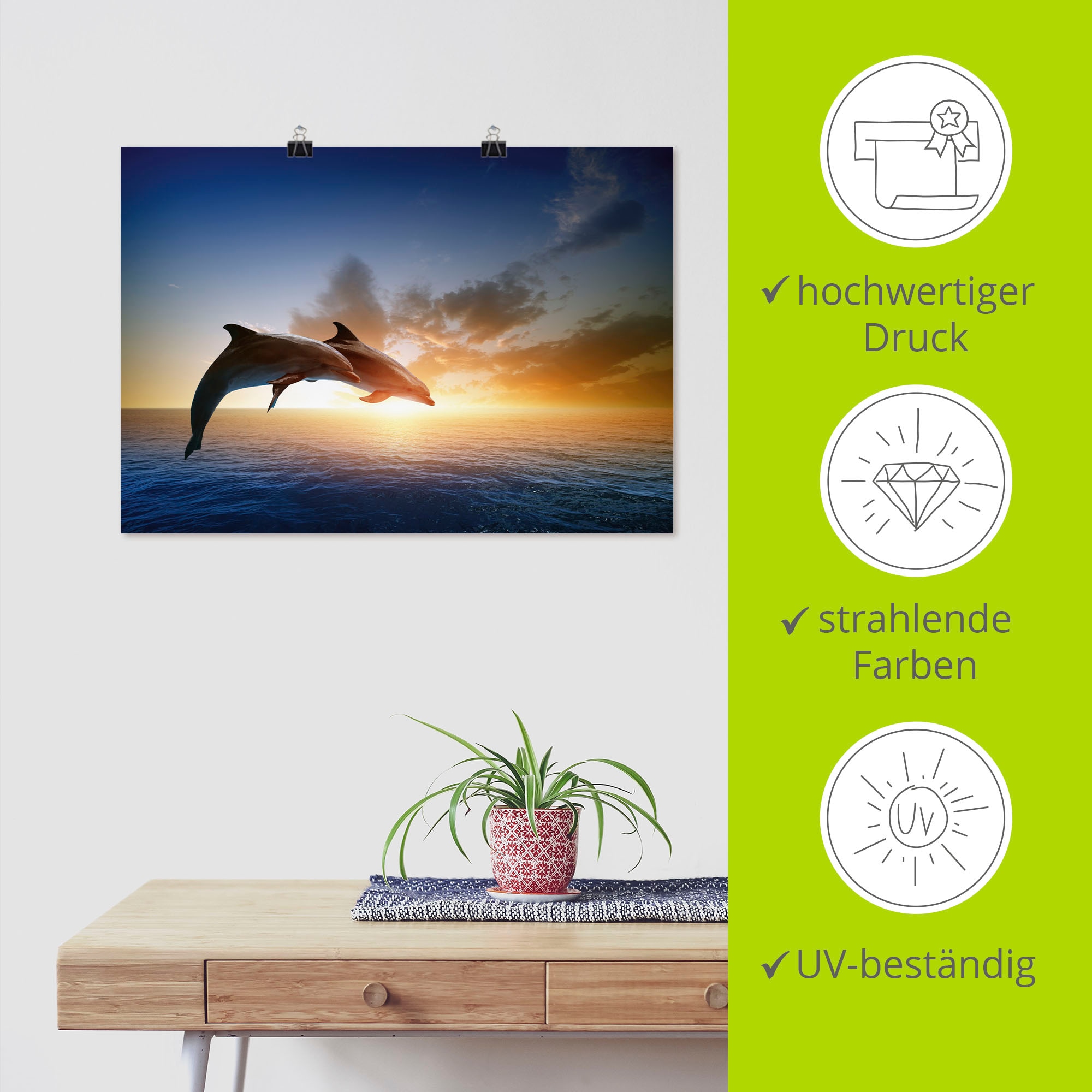 Artland Wandbild »Delfinpaar« Wassertiere 1 Stk. tlg. als Leinwandbild, Poster in verschied. Größen