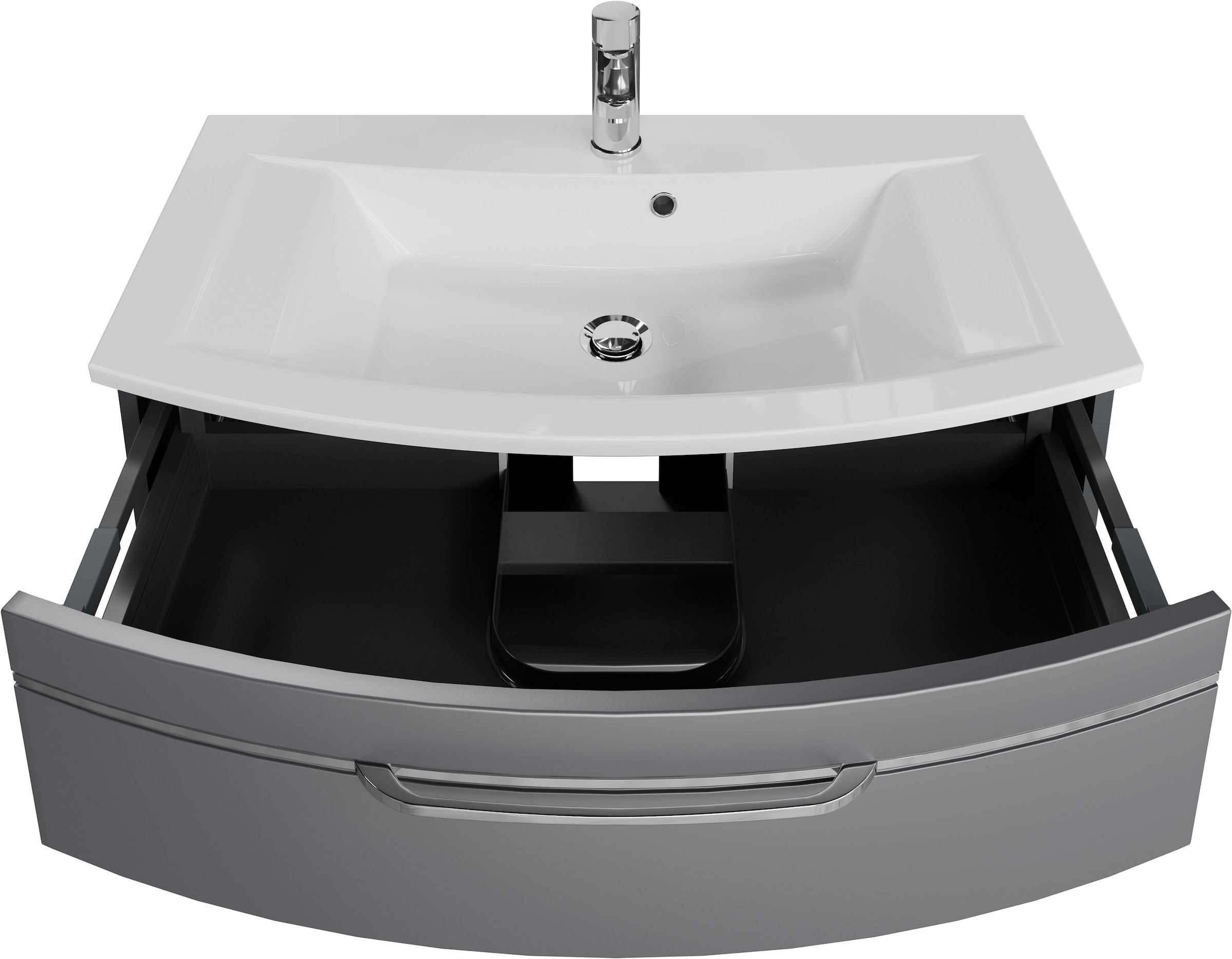 Saphir Waschtisch »Serie 7045 Mineralmarmor-Waschtisch und Unterschrank, 91 cm breit«, Waschplatz mit 2 Schubladen, Badmöbel Set mit Waschtisch
