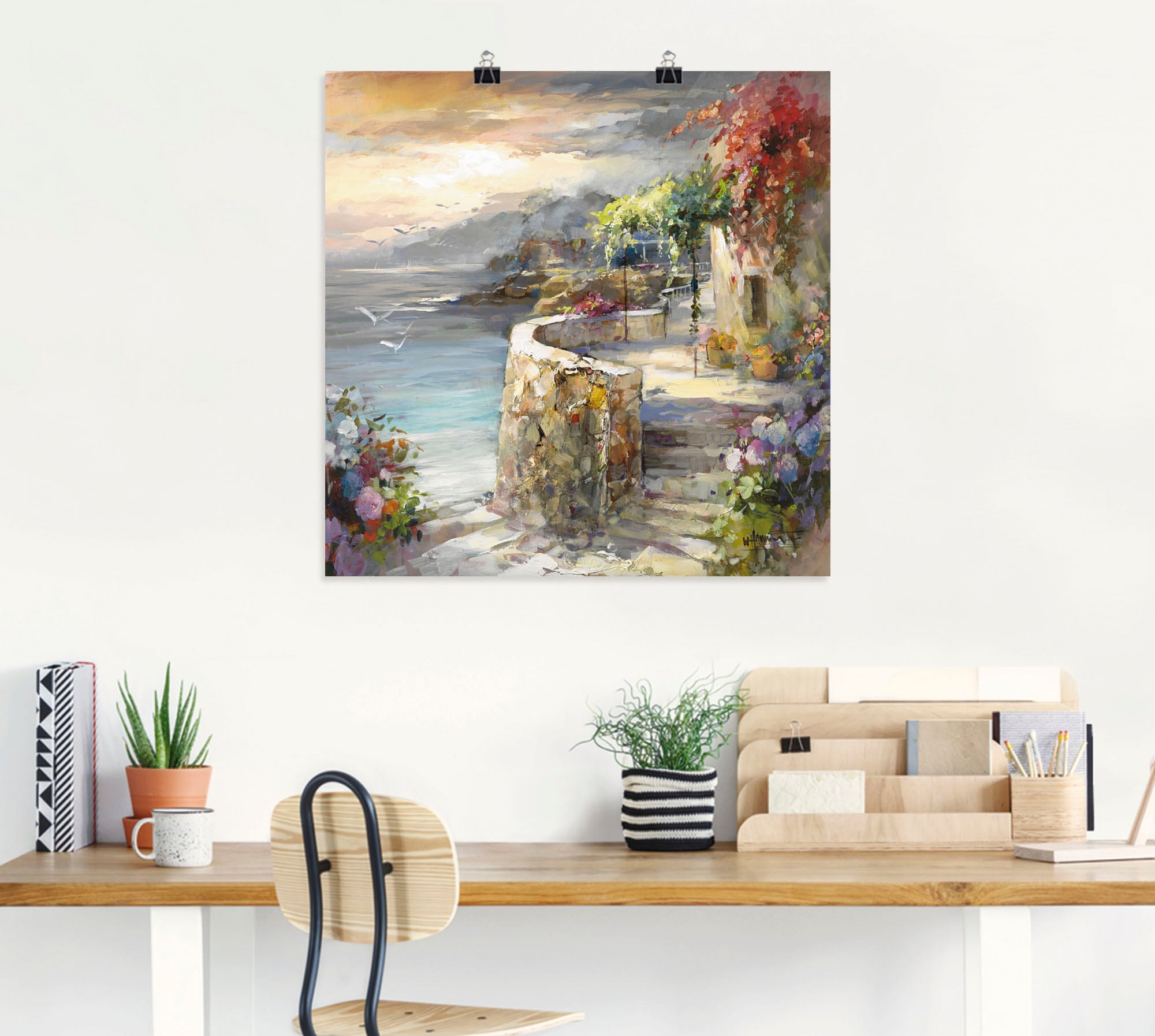 Artland Wandbild »Möwen und Sonnenuntergang«, Gewässer, (1 St.), als Leinwandbild, Poster, Wandaufkleber in verschied. Größen
