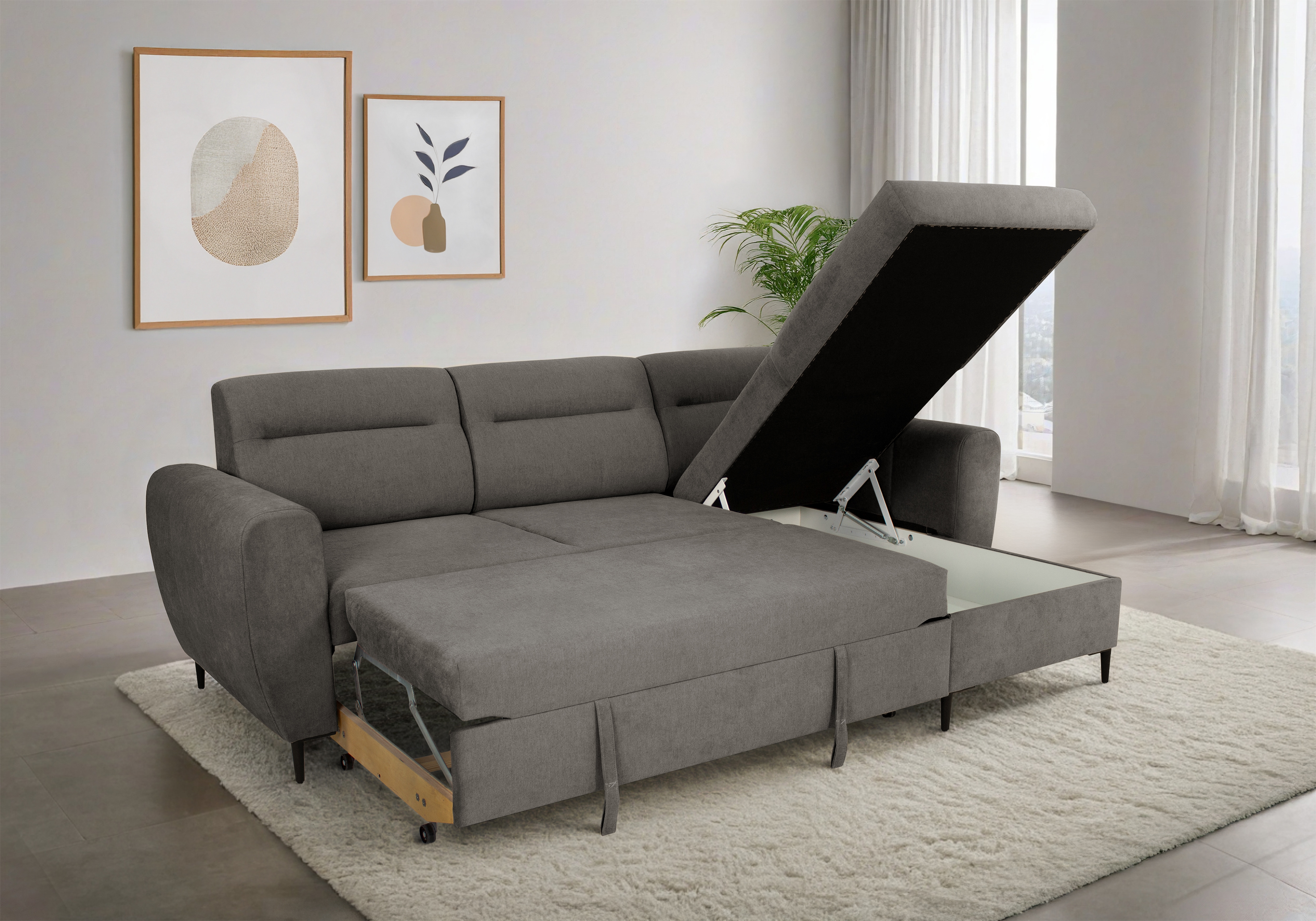 Trends by HG Ecksofa "Bella L-Form, B: 248 cm" mit Bettfunktion & Bettkaste günstig online kaufen