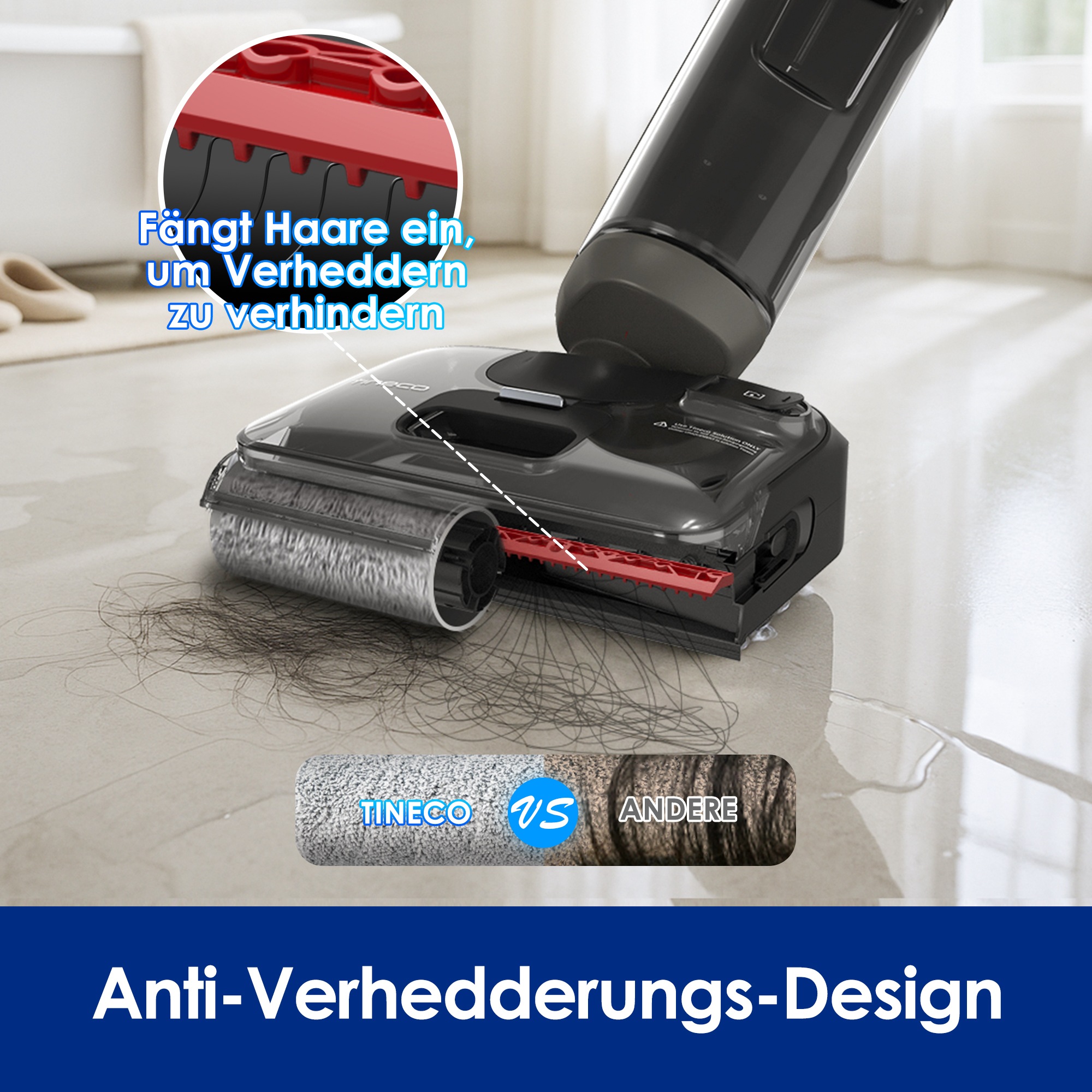 Tineco Nass-Trocken-Sauger »FLOOR ONE i6 Stretch Plus, 85° Grad Heißluft-Trocknung«, 40 Min Akku, 180° Grad Stretch Neigung, Anti-Allergiker