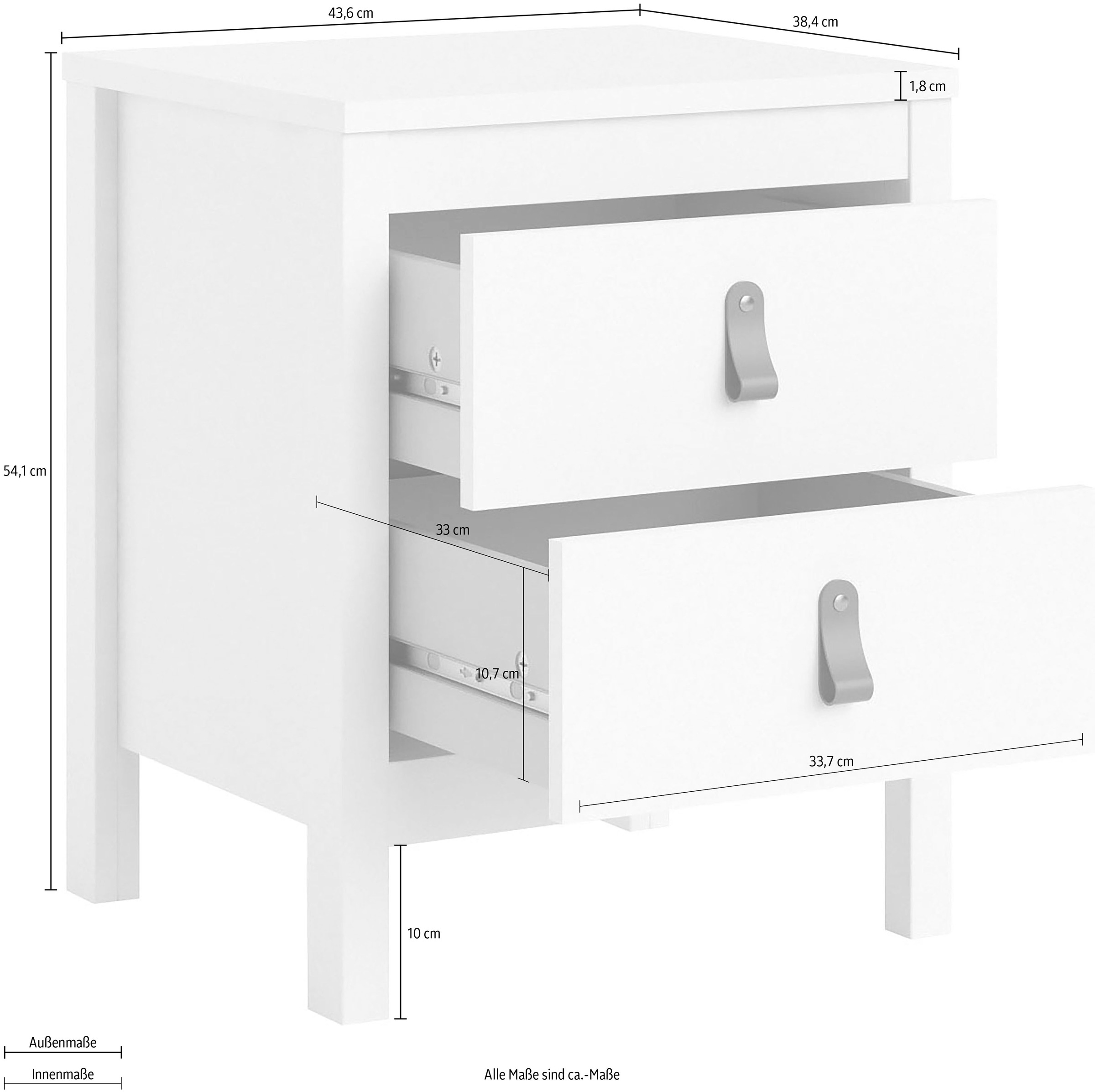 Home affaire Nachttisch »Nachtkommode, Nachtschrank, Beistelltisch«, mit 2 Schubladen, Breite 44 cm, Höhe 54 cm