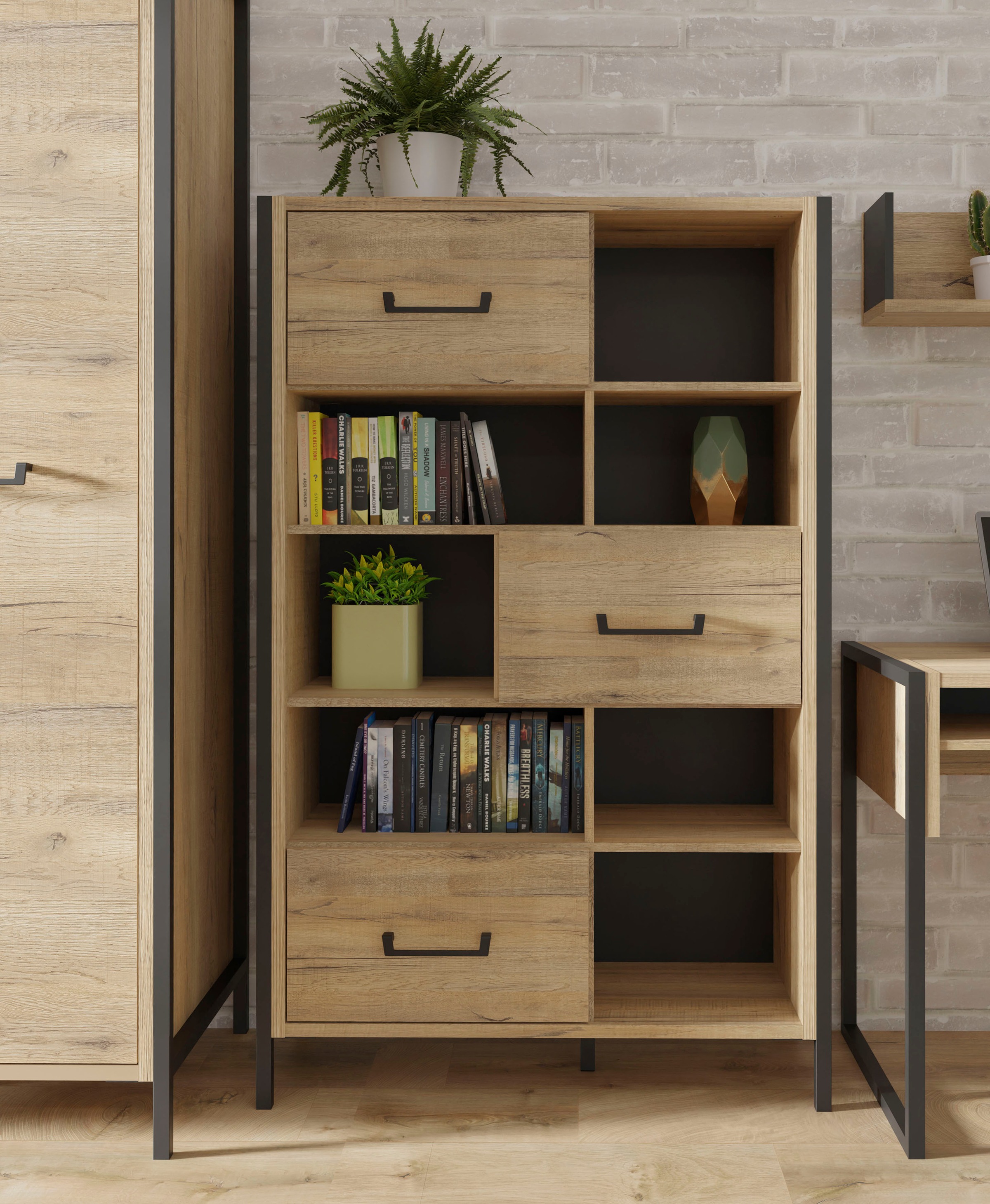 Mehrzweckregal FORTE, B:94,1cm H:151,5cm T:41,5cm, braun, Regale