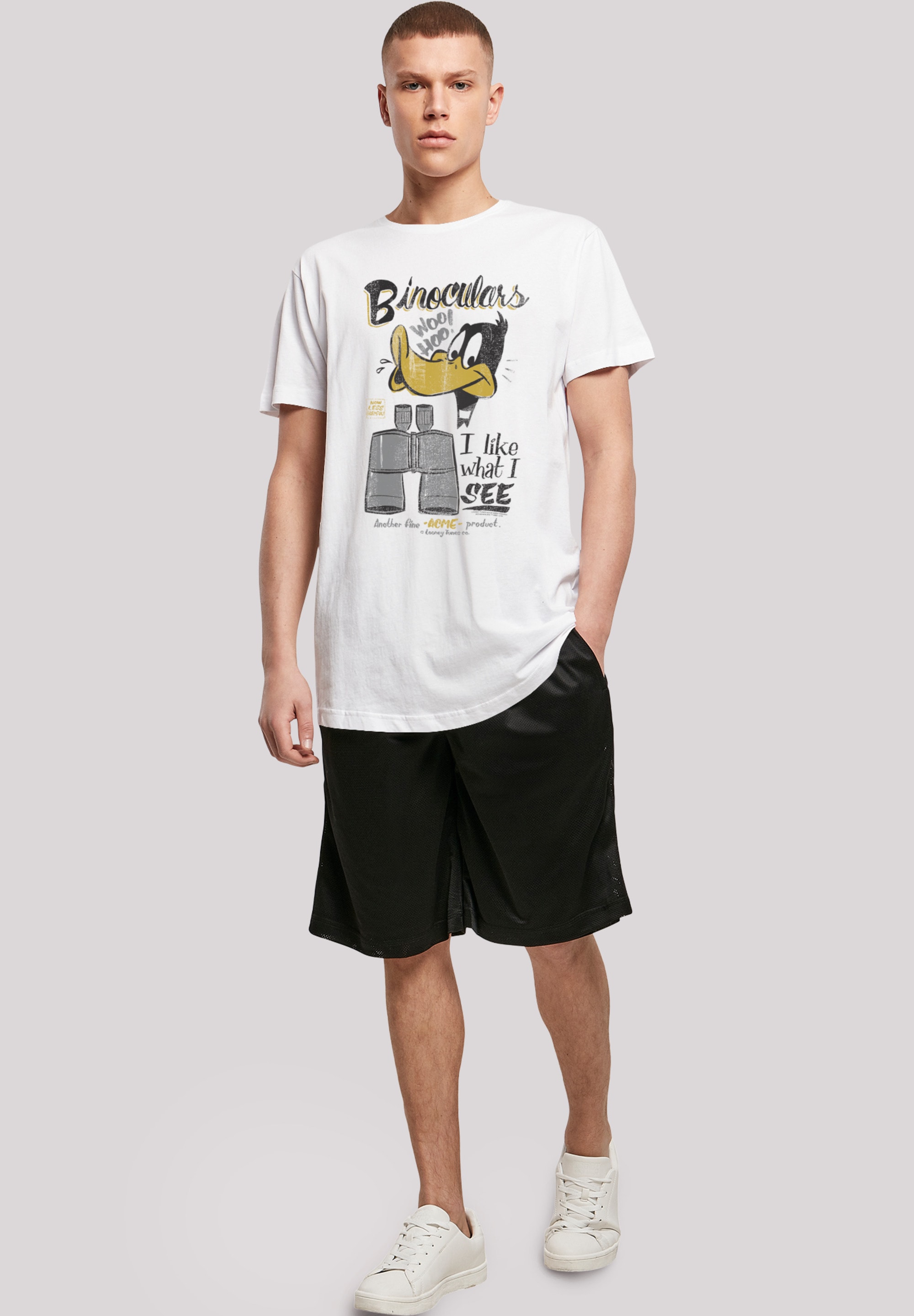 F4NT4STIC T-Shirt »Looney Tunes Daffy Duck Binoculars«, Herren,Premium Merch,Lang,Longshirt,Bedruckt