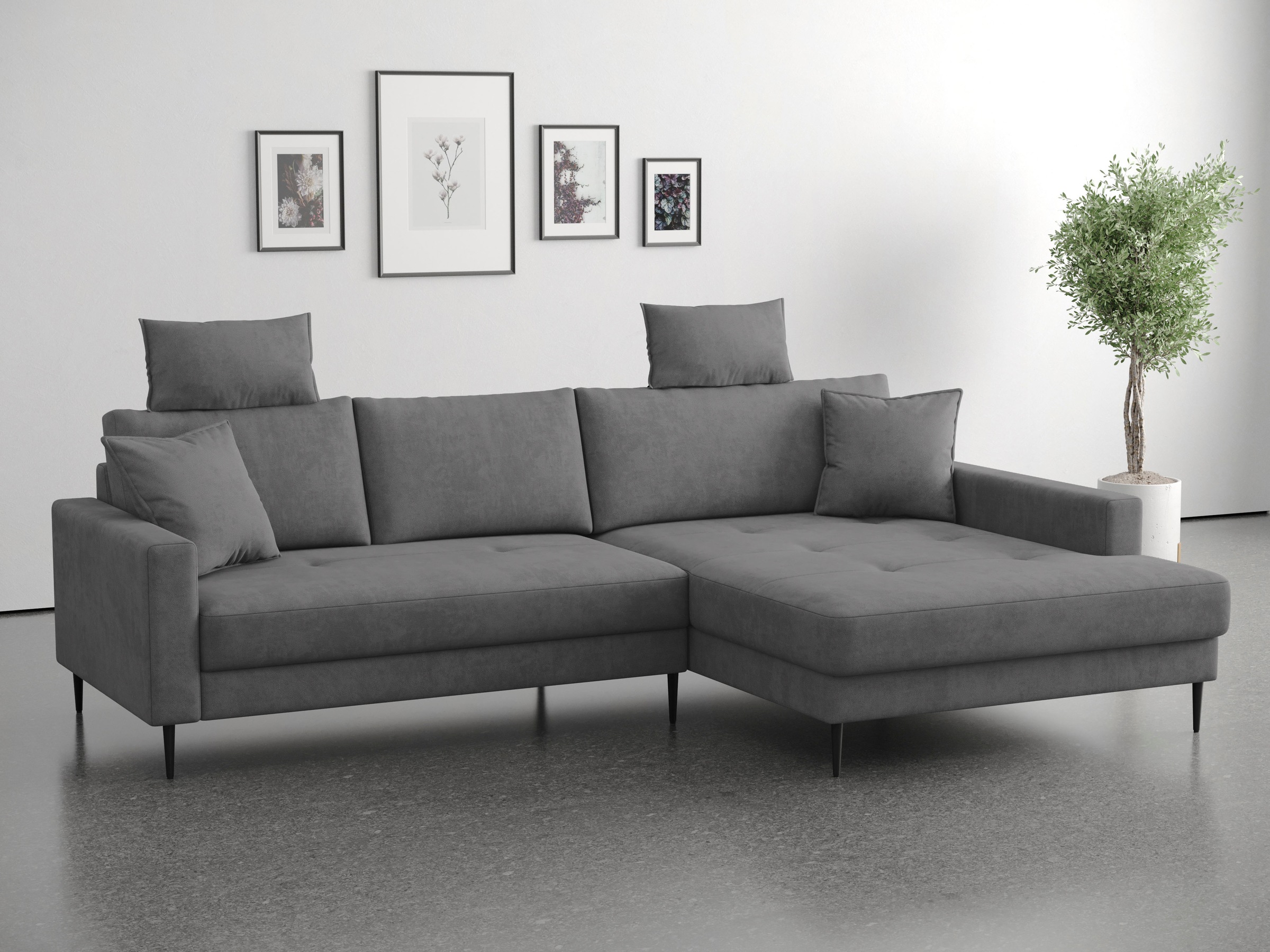 OTTO home Ecksofa "Summer L-Form, B: 280cm, in Cord & Struktur" wahlweise mit Kopfstützen, schwarze Metallfüße