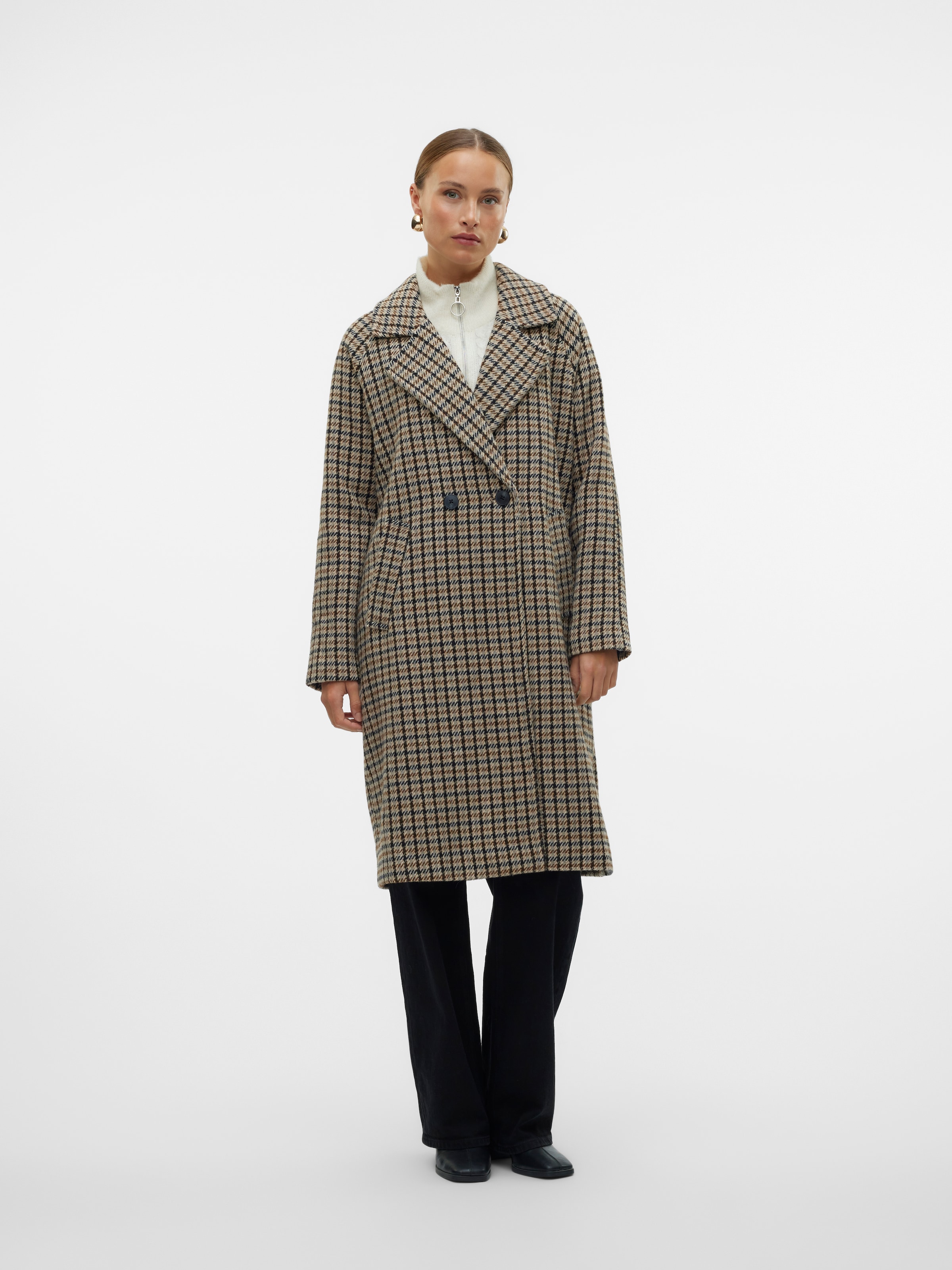 Vero Moda Langmantel "VMHANNAH LONG WOOL CHECK COAT GA BOO"