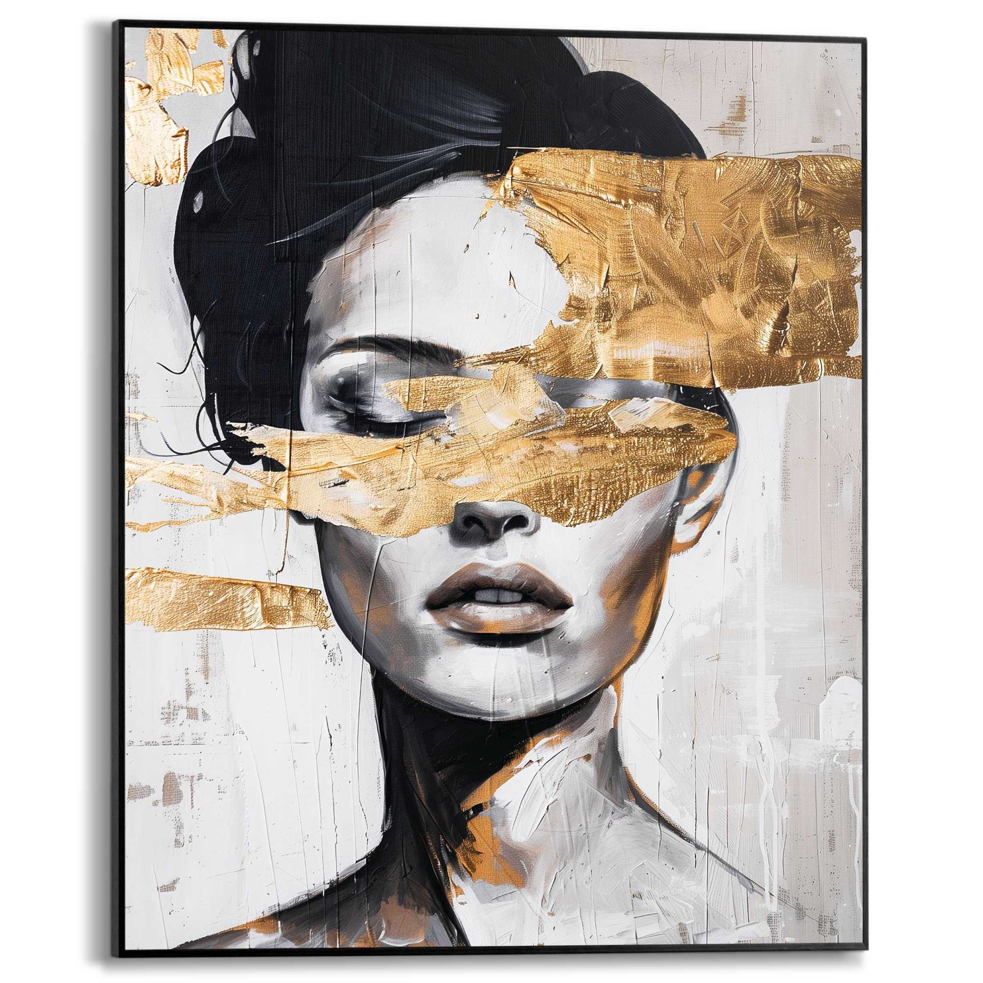 Reinders Poster "Stylish Lady", Wohnzimmer - Schwarz - MDF - Gold - 40x50 c günstig online kaufen