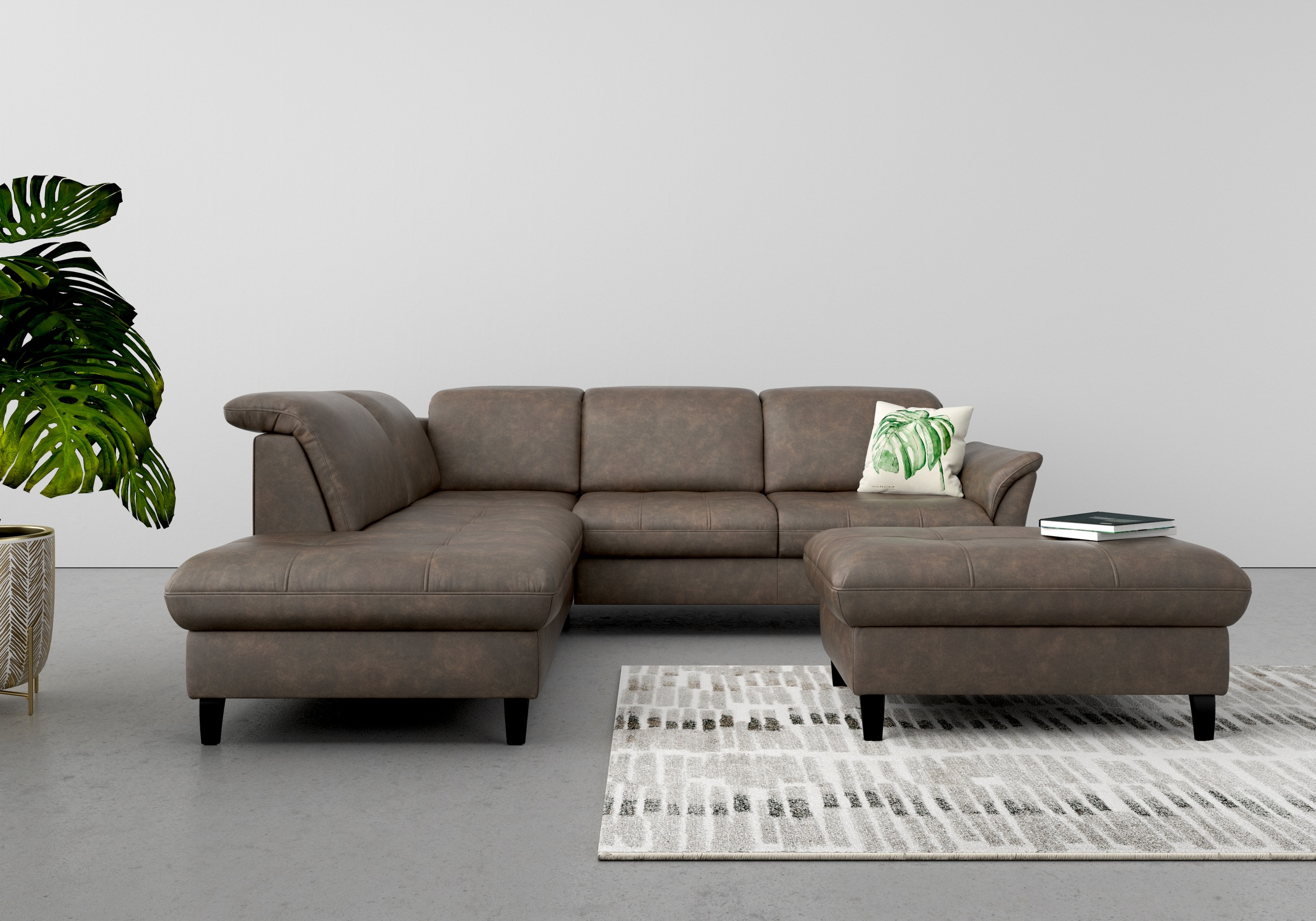 sit&more Ecksofa "Maggiore L-Form" wahlweise mit Kopfteilverstellung, Schlaffunktion und Stauraum