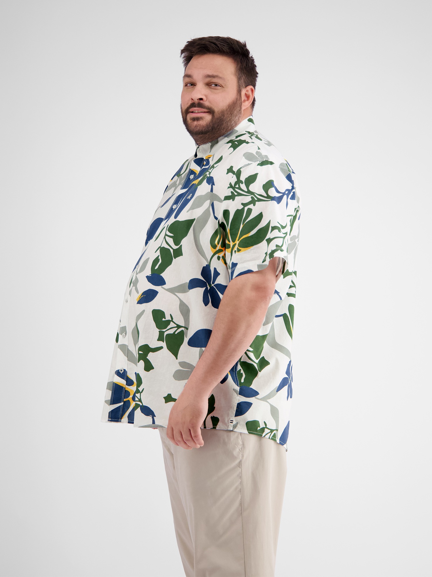 Thumbnail - LERROS Kurzarmhemd "LERROS Sommerliches Baumwoll-Leinenhemd in Übergrößen"