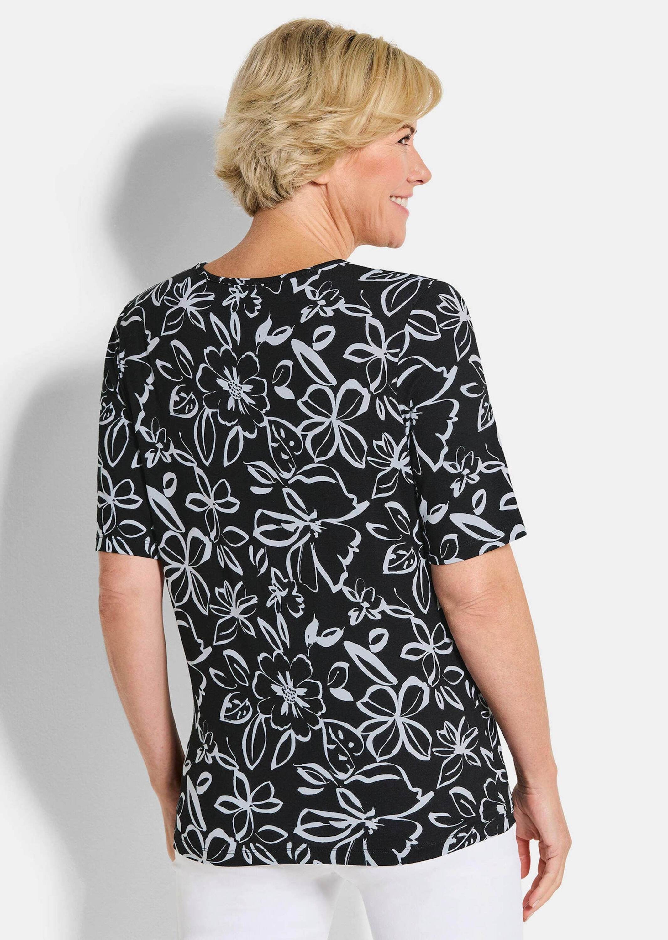 GOLDNER Print-Shirt »Kurzgröße Jersey-Shirt mit Blumenmuster«