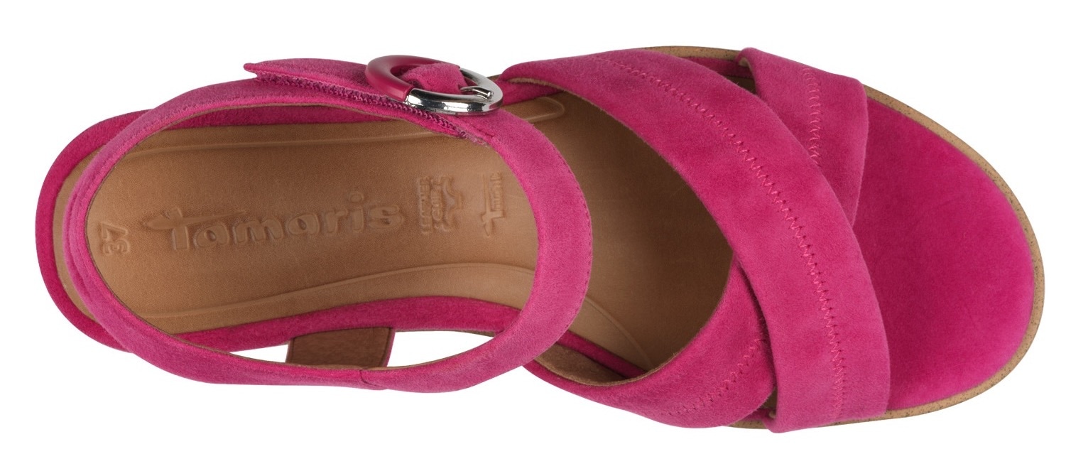 Tamaris Keilsandalette, Riemchensandale, Sommerschuh mit dezenten Ziernähten