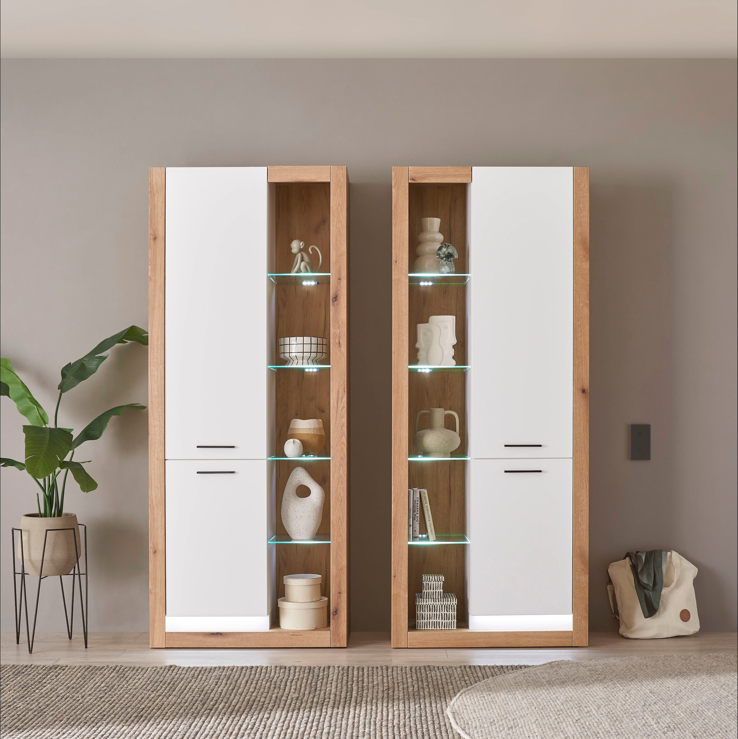 Home affaire Wohnwand "Brixen, moderne Anbauwand, Wohnzimmer-Set, Eiche Evo günstig online kaufen