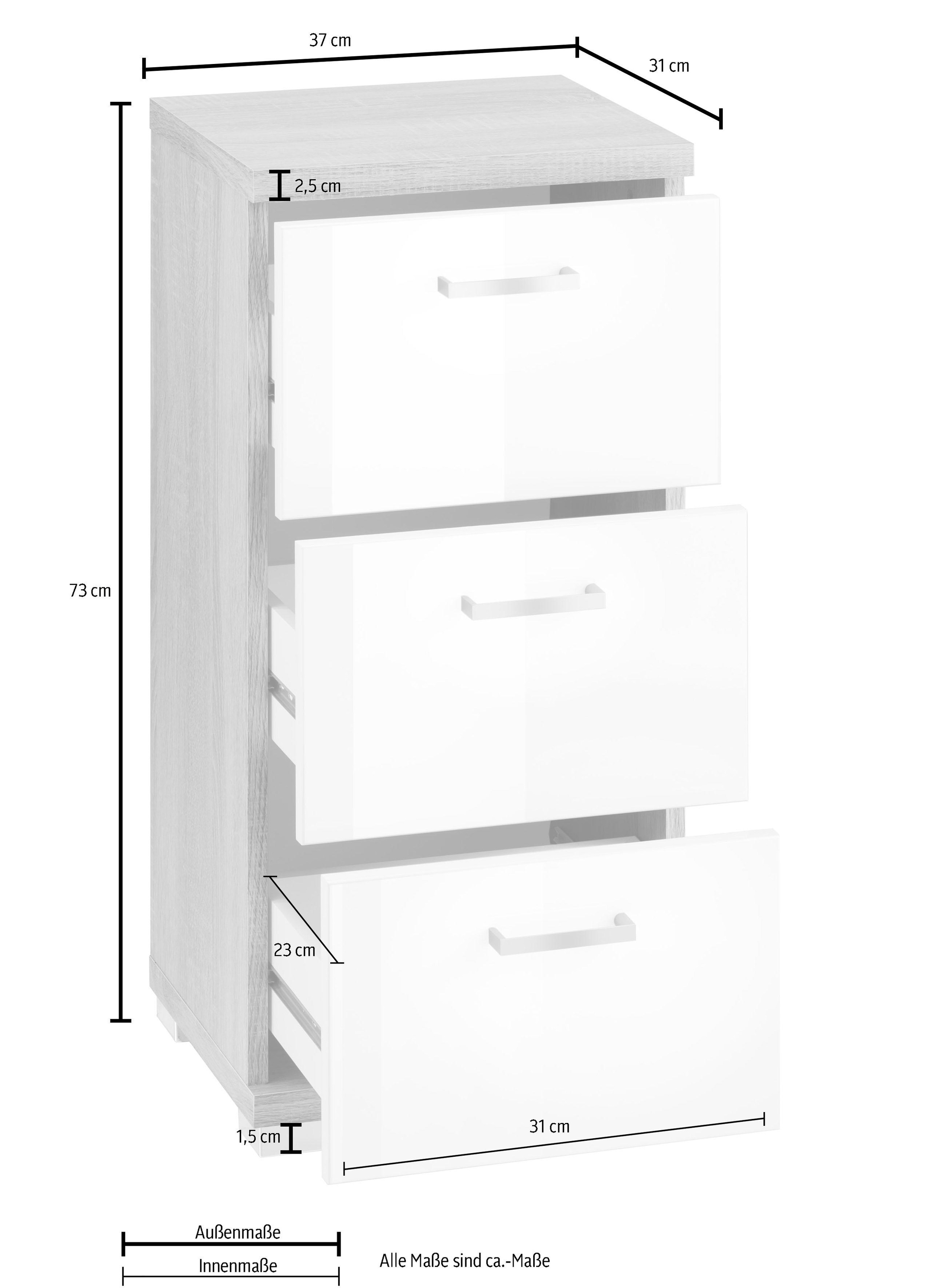 Schubladen 3 mit »Nusa«, Badezimmerschrank BAUR bestellen Breite Homexperts cm, | 35 Metallgriffen, Unterschrank