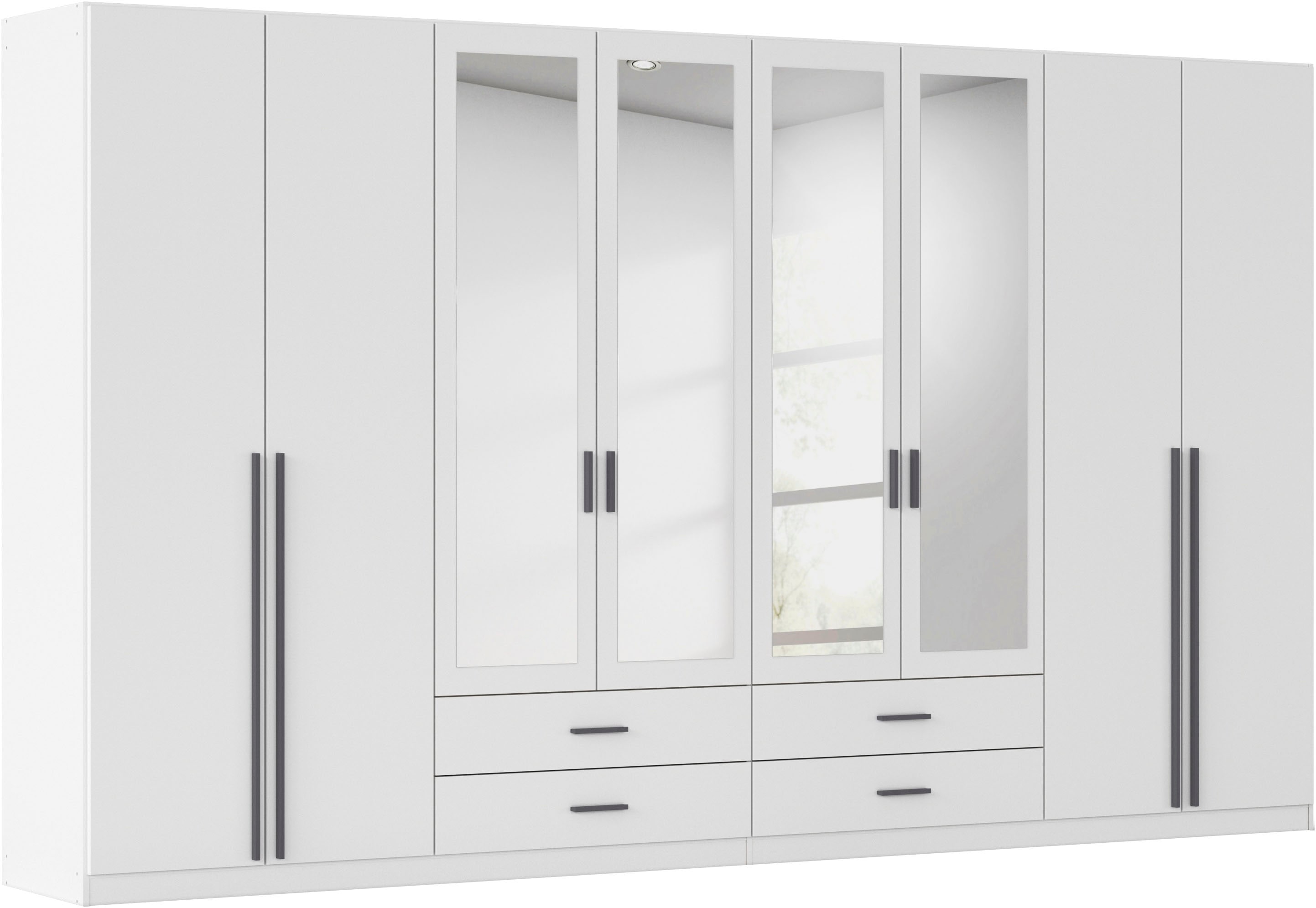 rauch Kleiderschrank "Schrank Garderobe Ankleide GAMMA Breiten 91/136/181/226/271/315/360 cm" in 3 Ausstattungen BASIC/CLASSIC/PREMIUM (inkl. SOFT-CLOSE-Funktion), verschiedene Griff-Varianten, mit Spiegel TOPSELLER MADE IN GERMANY