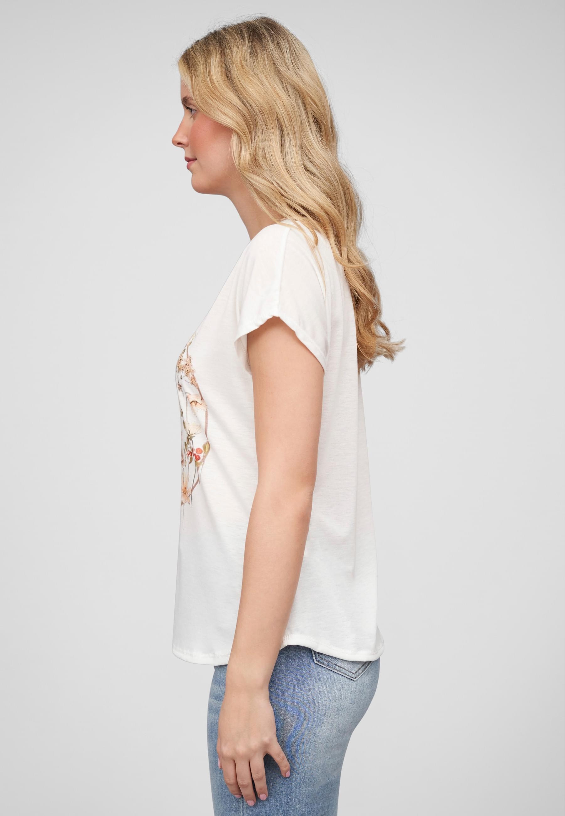 CLOUD 5IVE T-Shirt »CLOUD 5IVE Viskose T-Shirt mit Blumen Print« 1 Stk. tlg.