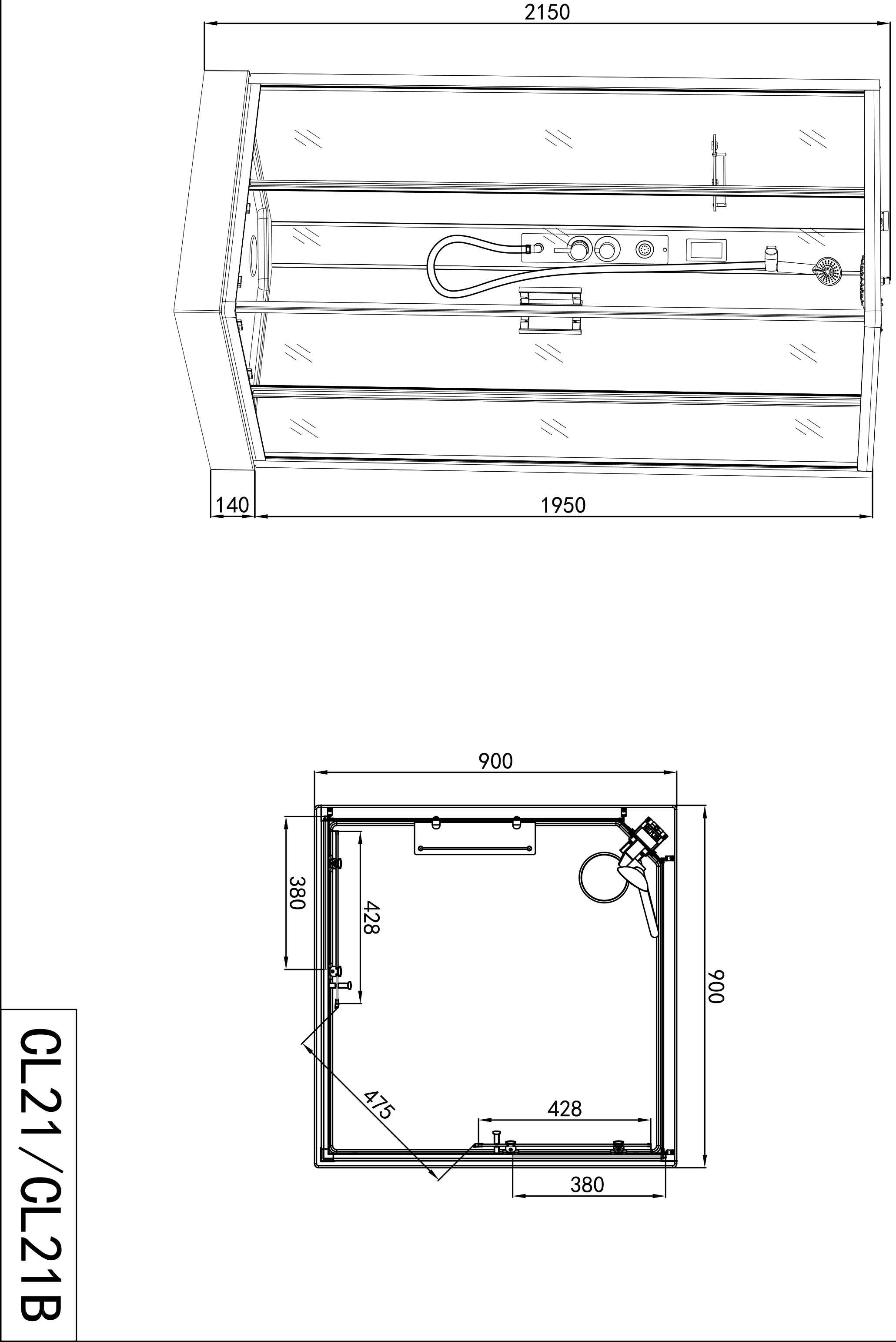 Sanotechnik Komplettdusche »MIAMI«, LxBxH: 90x90x215cm