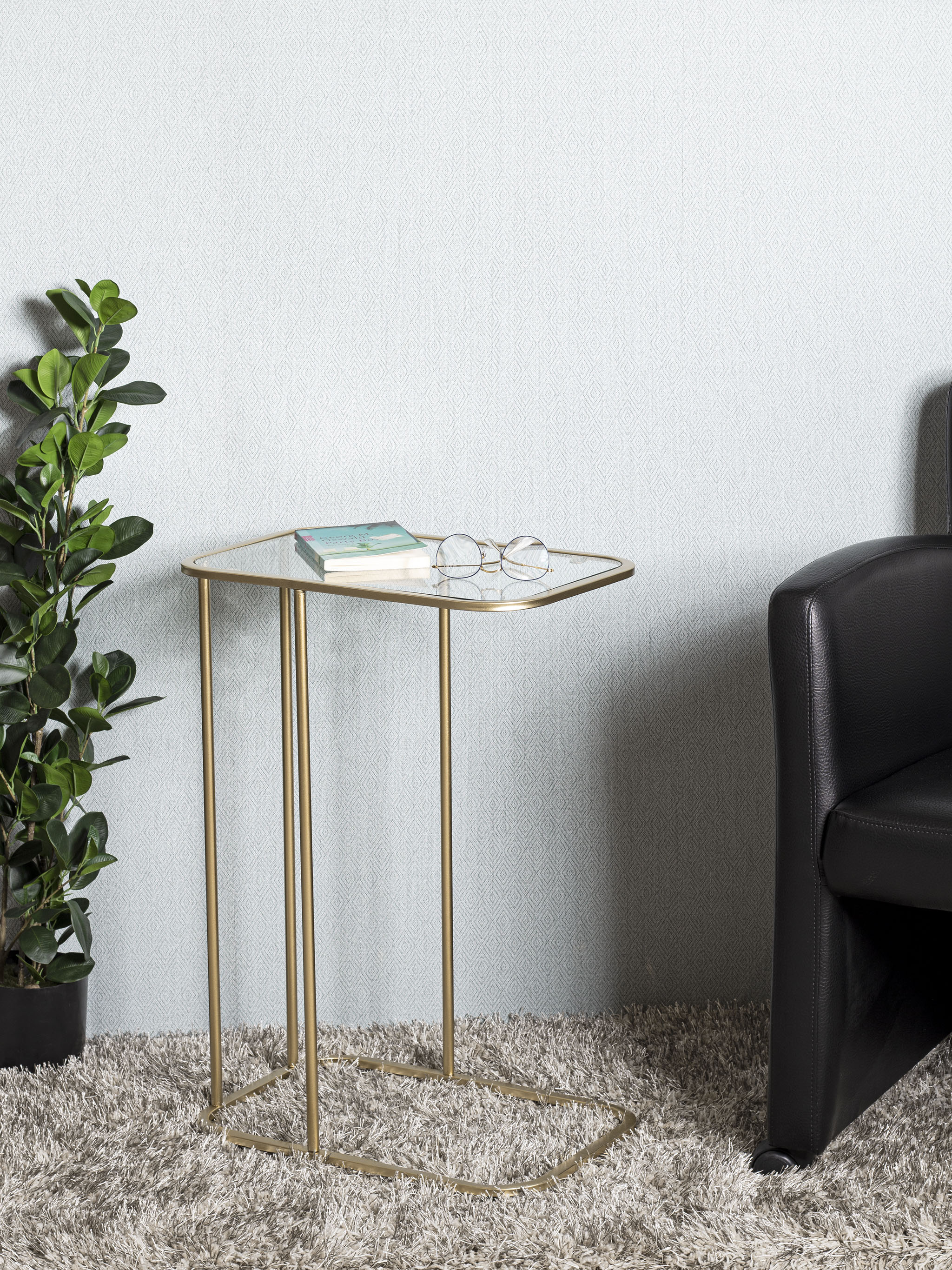 HAKU Beistelltisch "Sofatisch, Wohnzimmertisch" 1 Stk. tlg. rechteckig - aus Metall Gold B/T/H 45/30/65 cm