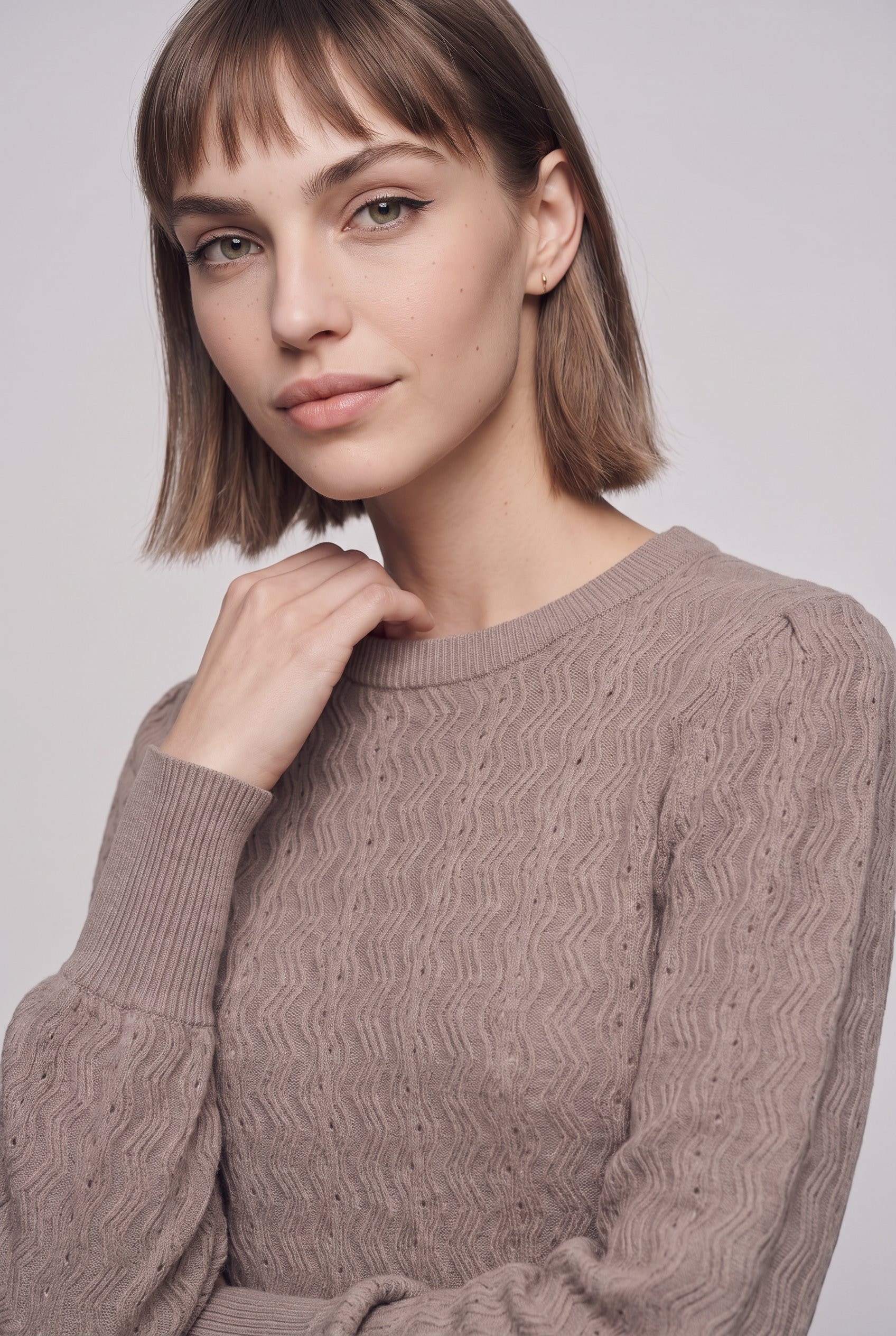 ONLY Rundhalspullover »ONLKATIA LS STRUC PUFF ONECK CC KNT« Materialmix, regular fit