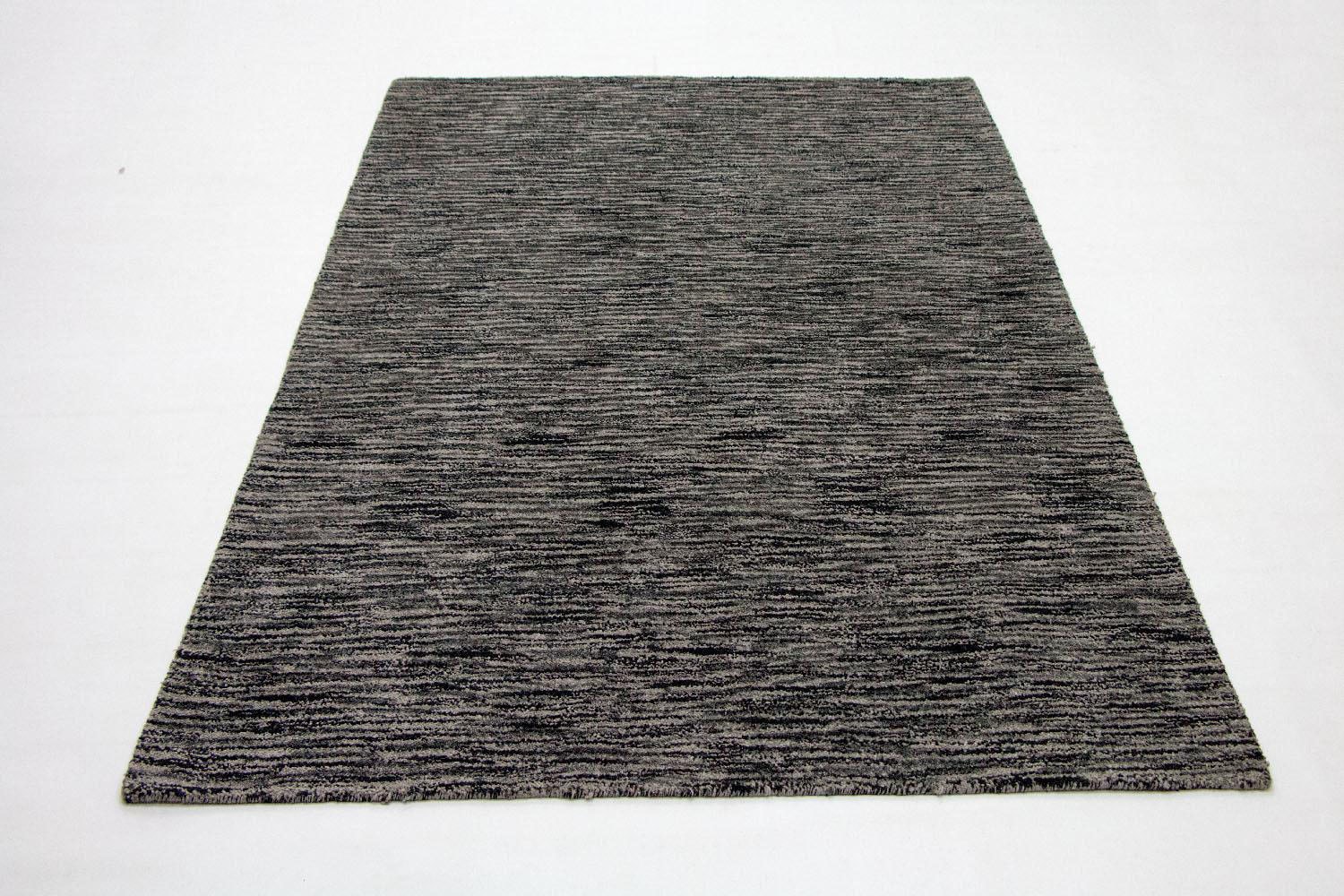 Wollteppich »Wollteppich Teppich handgetuftet schwarz«, rechteckig, Kurzflor