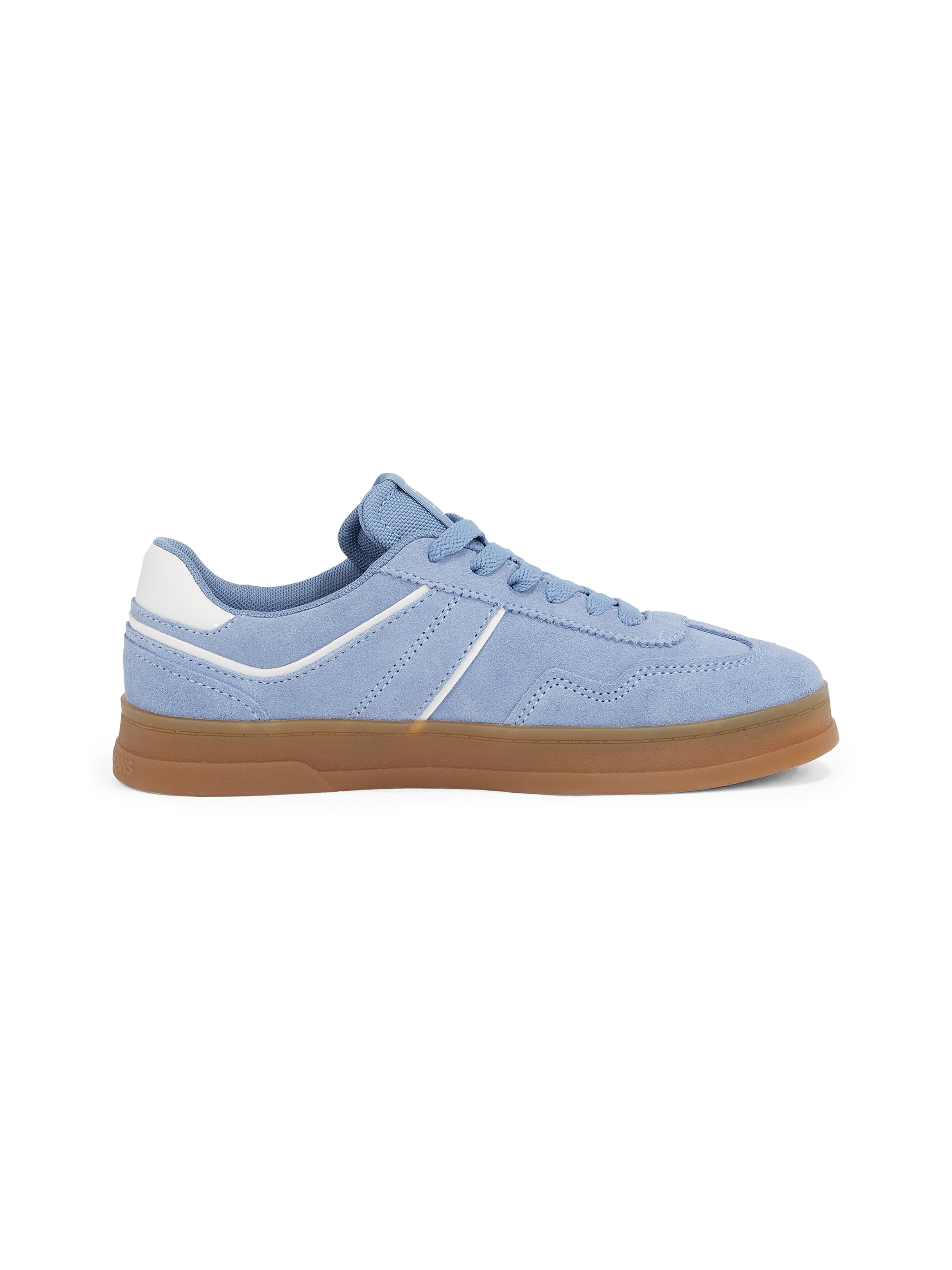 Tommy Jeans Sneaker »THE GREENWICH SUEDE«, Freizeitschuh, Halbschuh, Schnürschuh mit gepolstertem Schaftrand