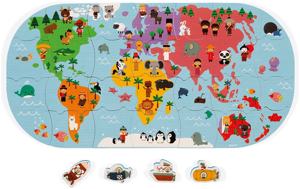 Janod Puzzle »Welt«, für die Badwanne