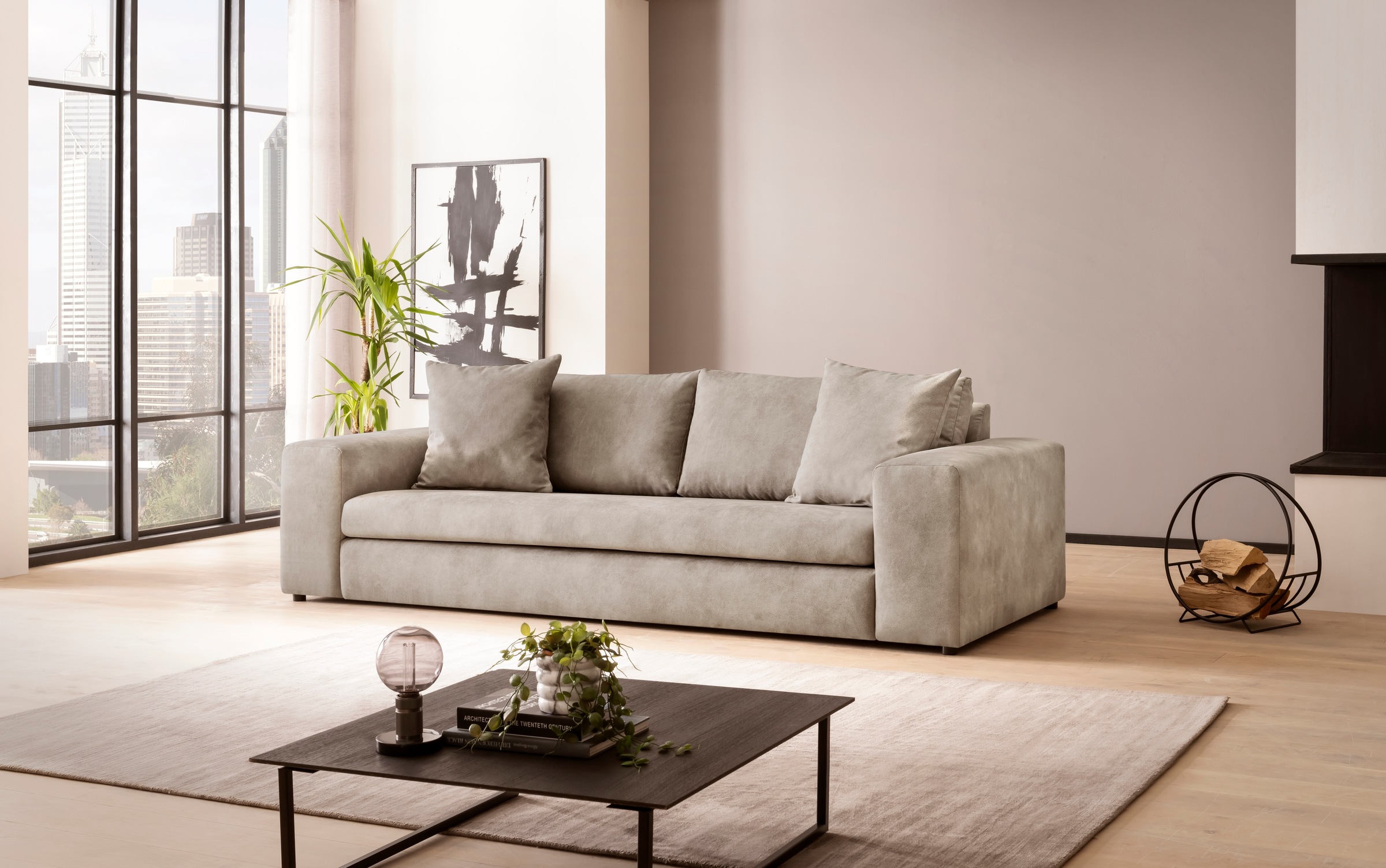 Home affaire 3-Sitzer "SLEETLAND XXL in Samtvelours oder Vintage-Leder-Opti günstig online kaufen