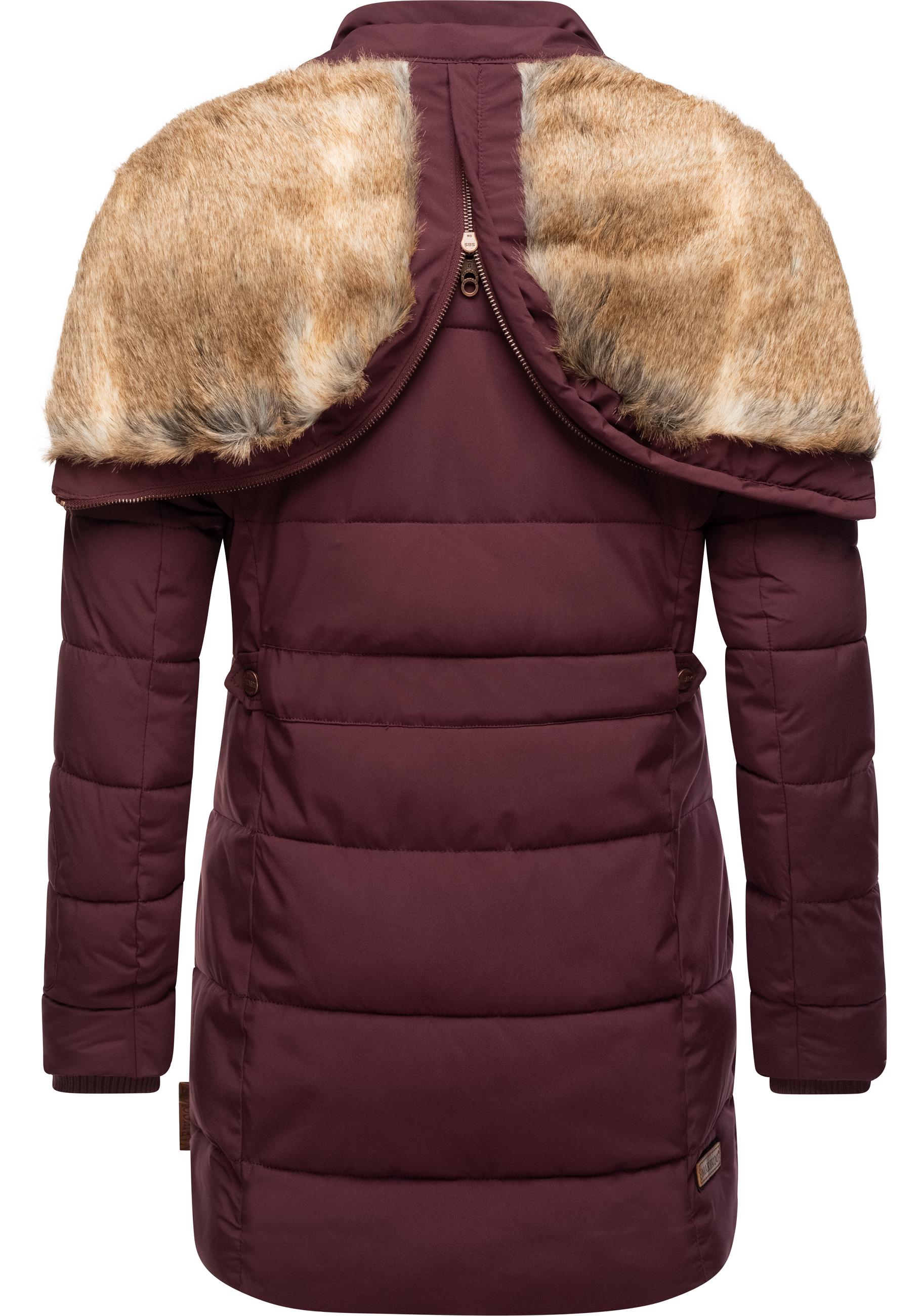 Thumbnail - Marikoo Wintermantel "Lieblings Jacke", stylischer Winter Steppmantel m. Kunstpelz-Kapuze
