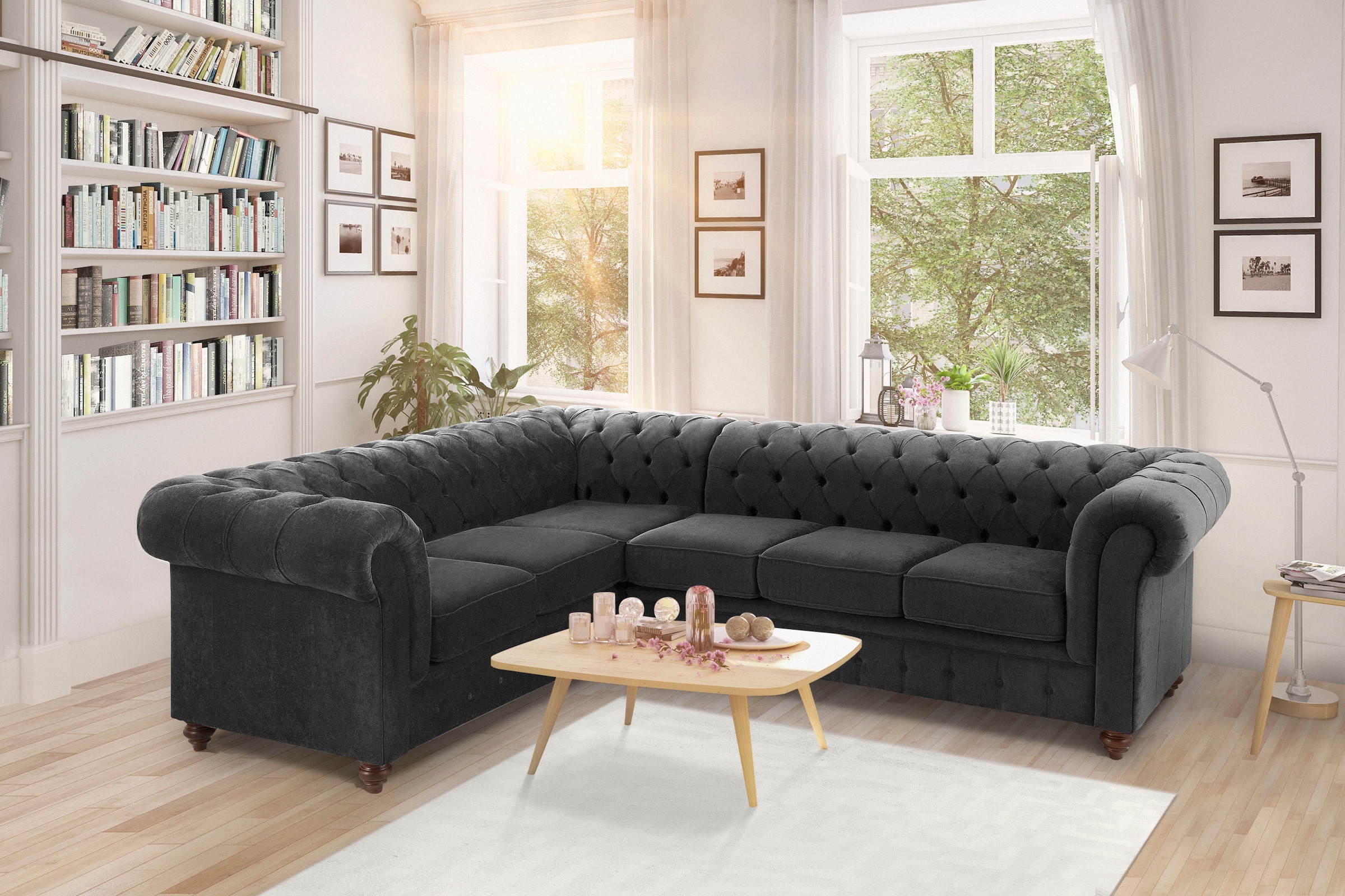 Home affaire Chesterfield-Sofa "Duc Ecksofa L-Form", hochwertige Knopfheftu günstig online kaufen