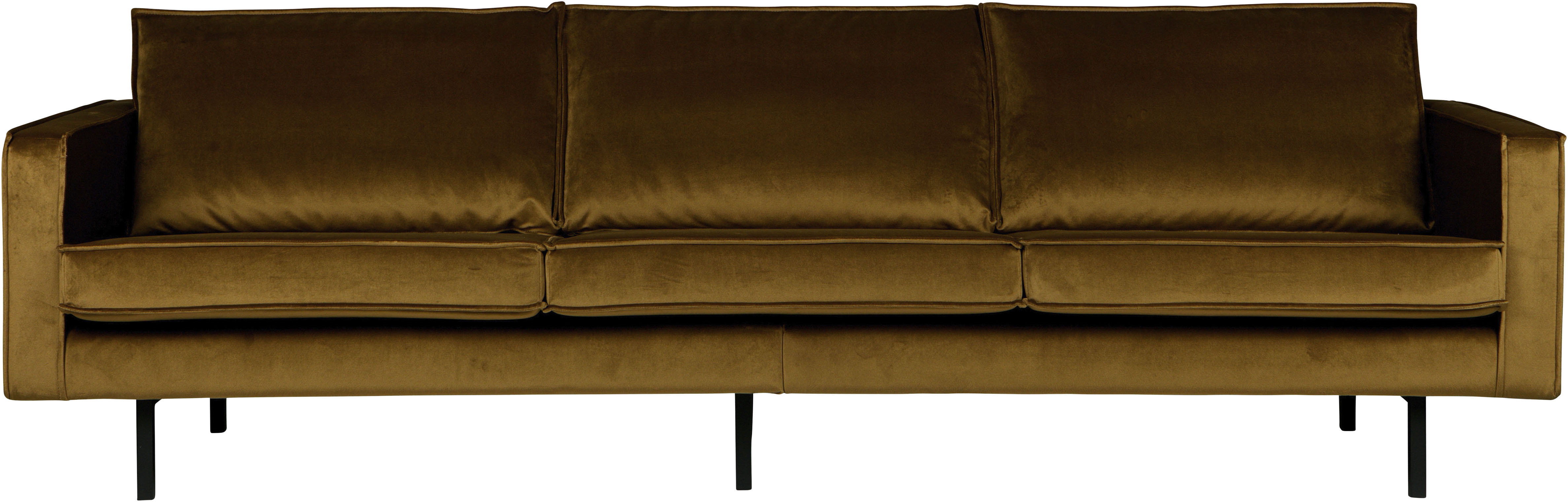 WOOOD 3-Sitzer "Rodeo Bezug mit Zickzack-Federung, Metallbeine, H 85 x B 277 x T 86 cm" Velvet-Bezug, Tragkraft 250 kg, Maximale Verschleißfestigkeit