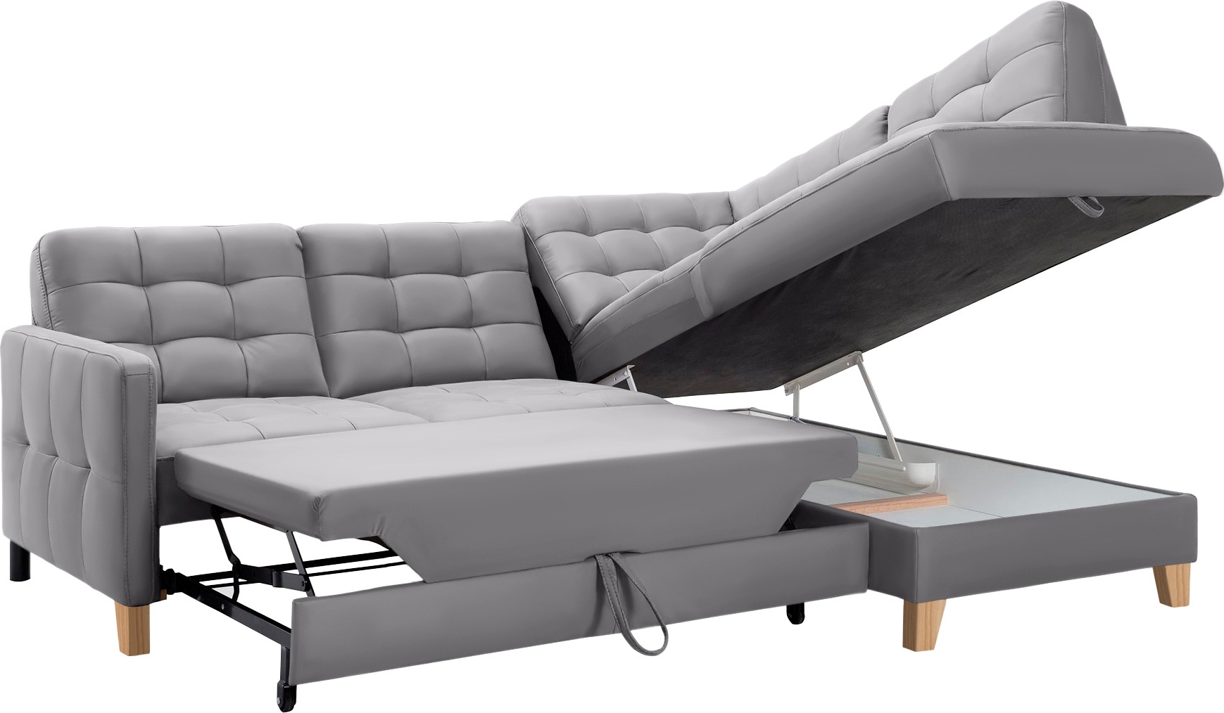 exxpo - sofa fashion Ecksofa »Elio, kompakt und komfortabel, bequem, zeitloses Design, L-Form«, wahlweise mit Bettfunktion und Bettkasten