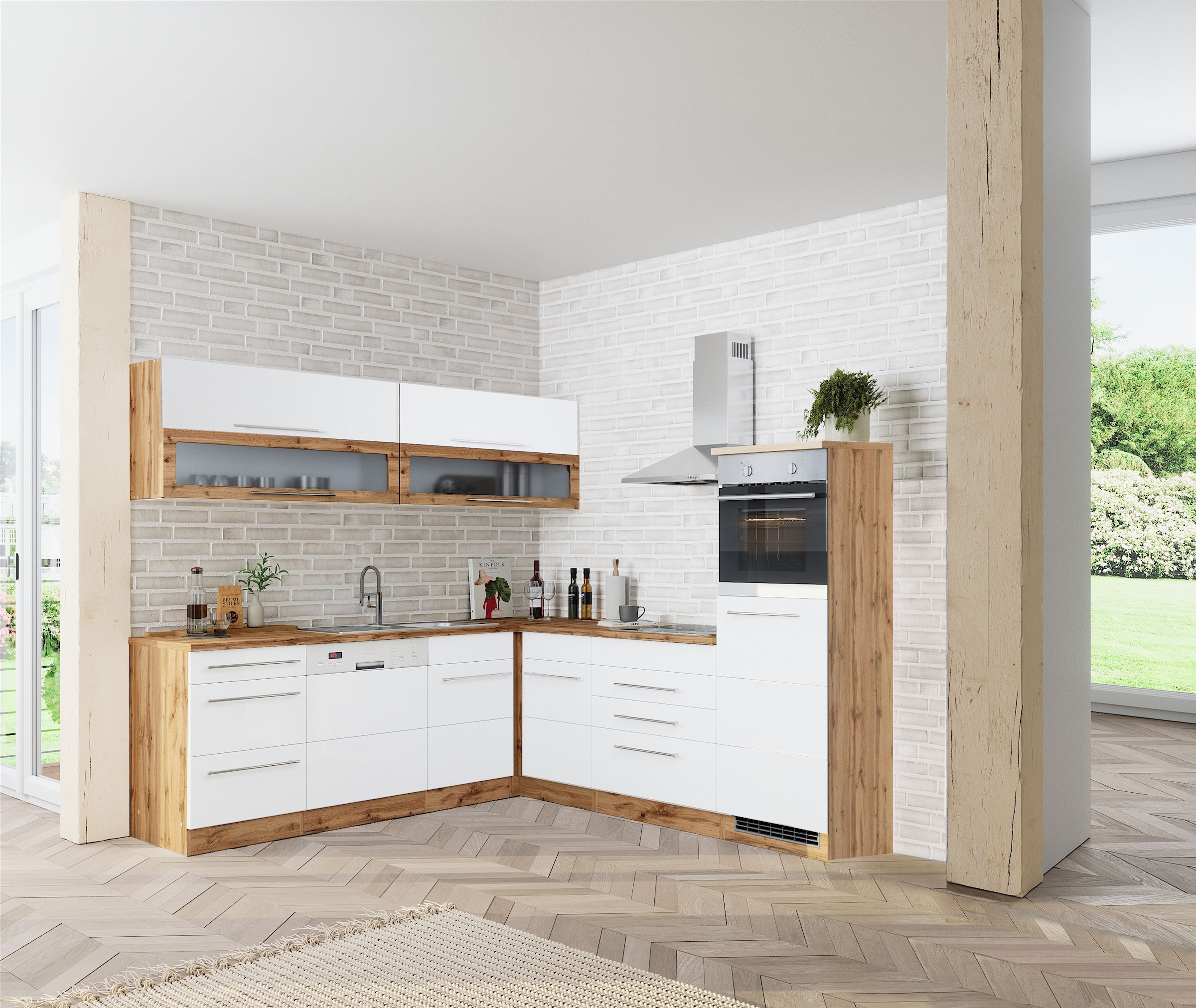 KOCHSTATION Winkelküche »KS-Wien« Stellbreite 220 x 250 cm, wahlweise mit E-Geräten