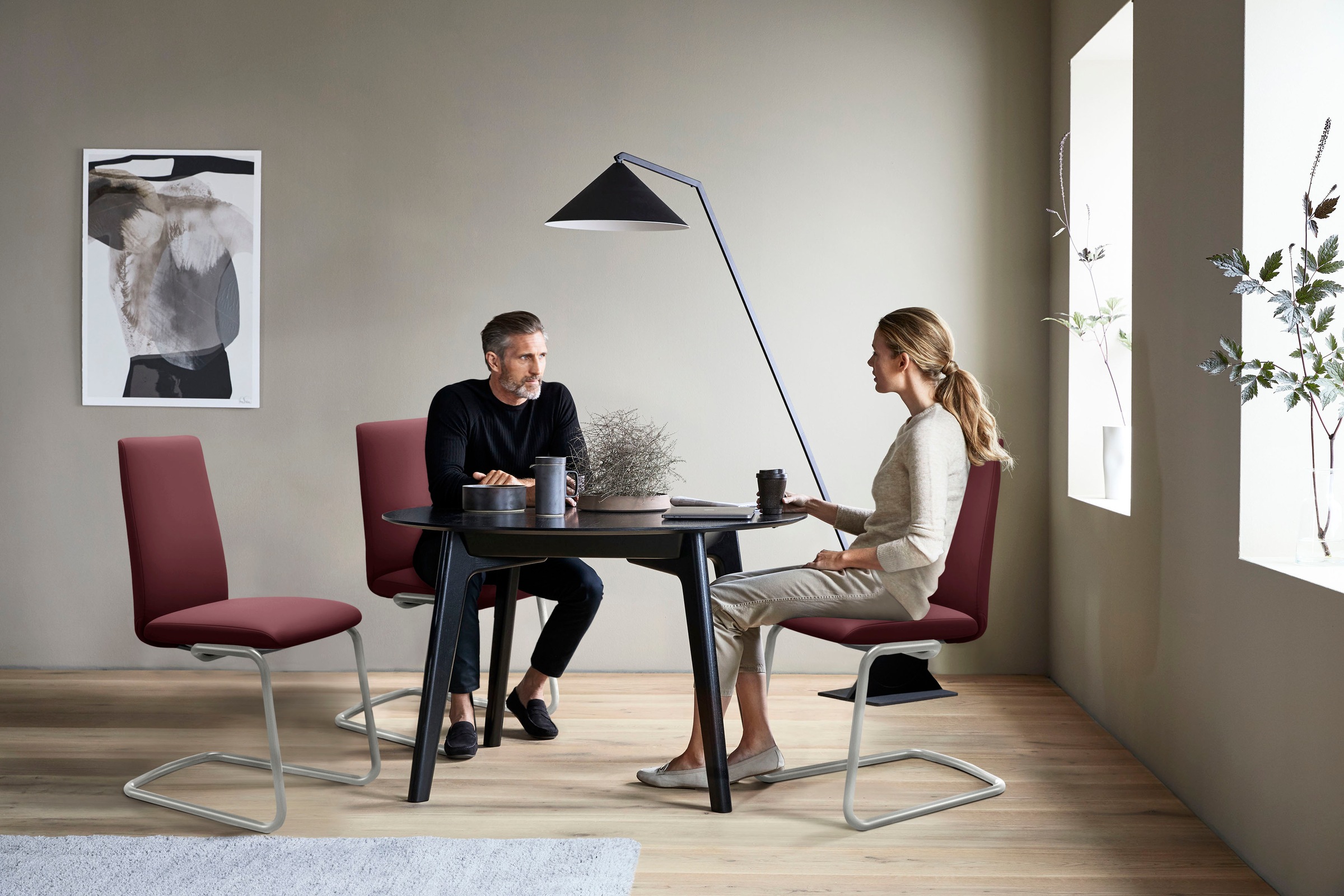 Stressless® Polsterstuhl »Laurel«, Leder BATICK, Low Back, Größe L, mit Beinen aus Stahl in Schwarz matt