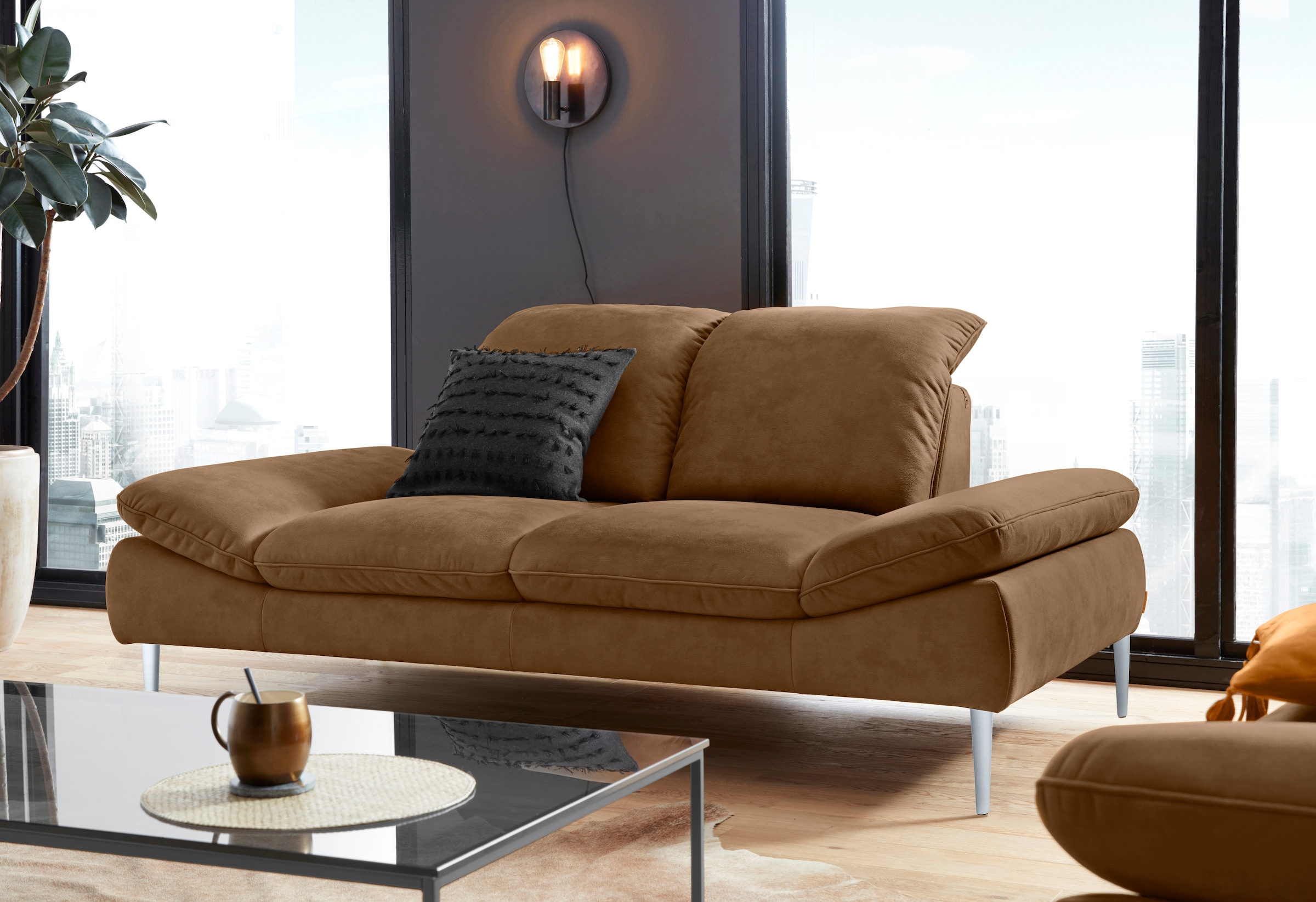 W.SCHILLIG 2-Sitzer "enjoy&MORE" mit Sitztiefenverstellung, Füße Chrom glänzend, Breite 202 cm