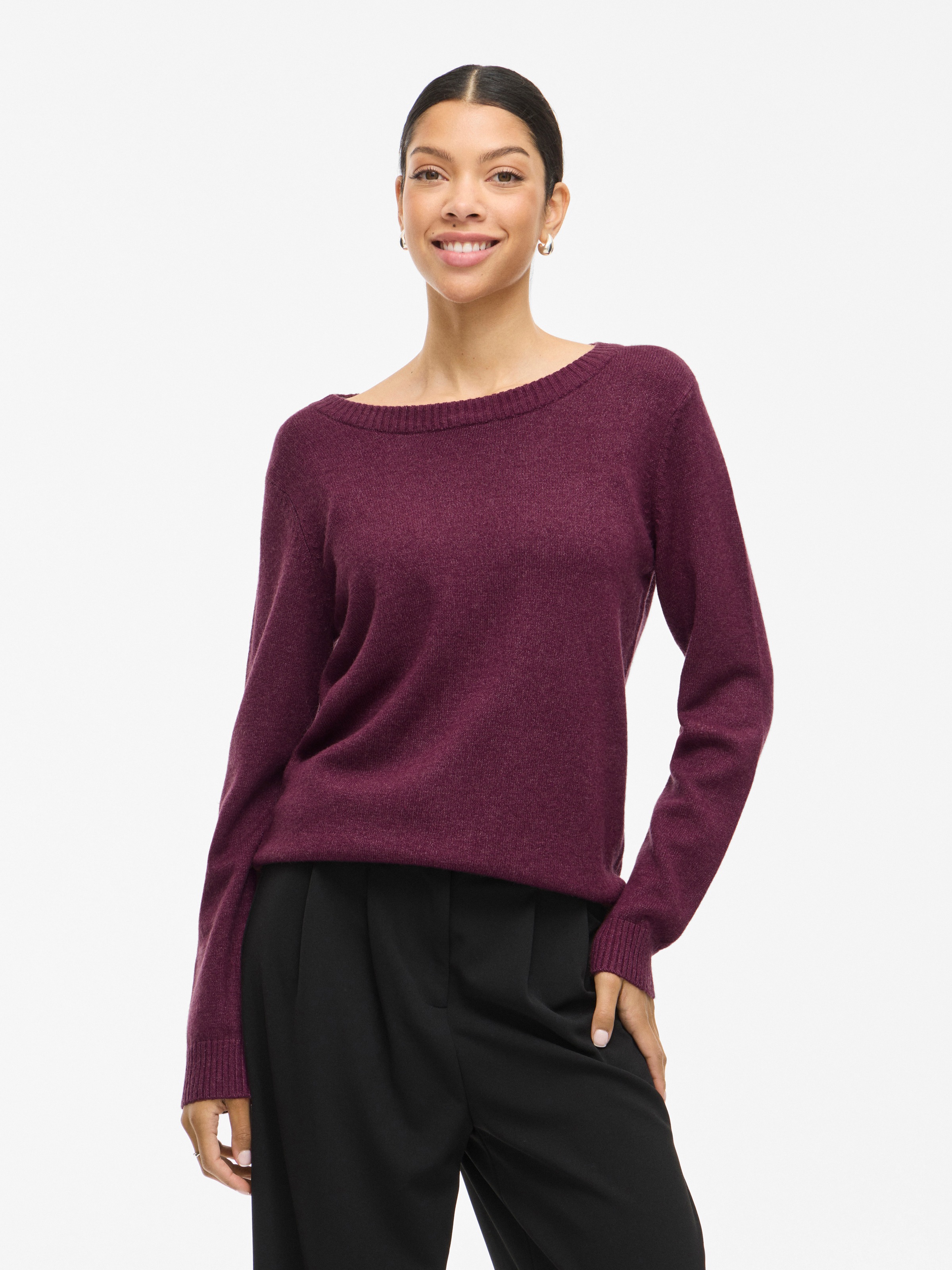 Vila Rundhalspullover "VIRIL O-NECK L/S KNIT TOP - NOOS" Viskosemischung, r günstig online kaufen
