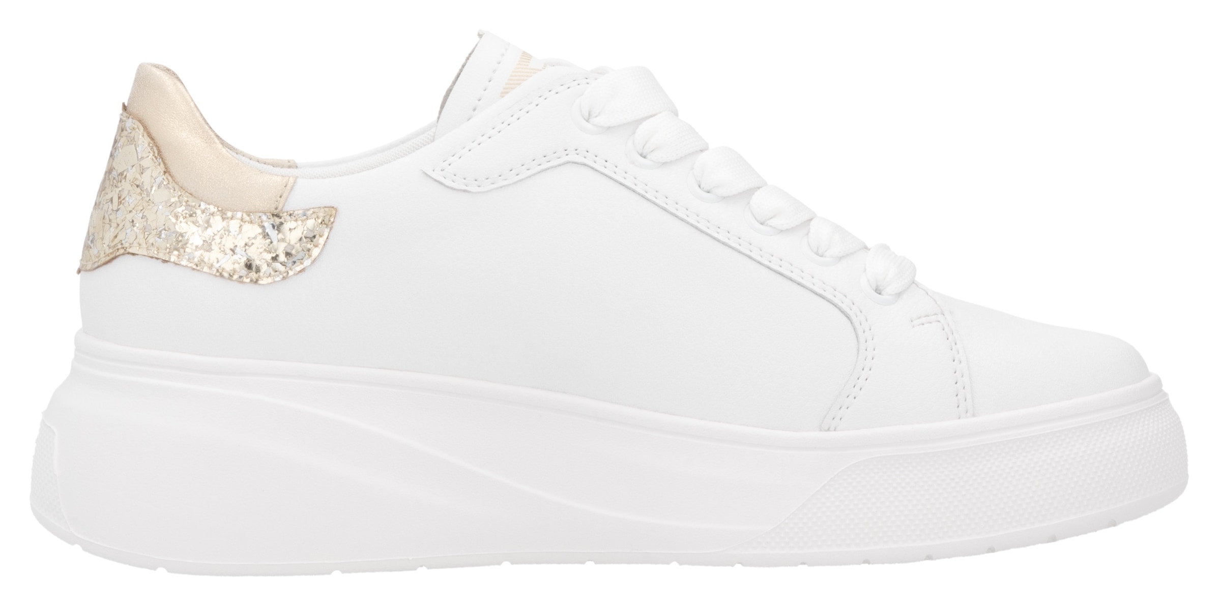RIEKER Sport Plateausneaker, Schnürschuh, Halbschuh, Freizeitschuh, Metallic-Akzent an der Ferse