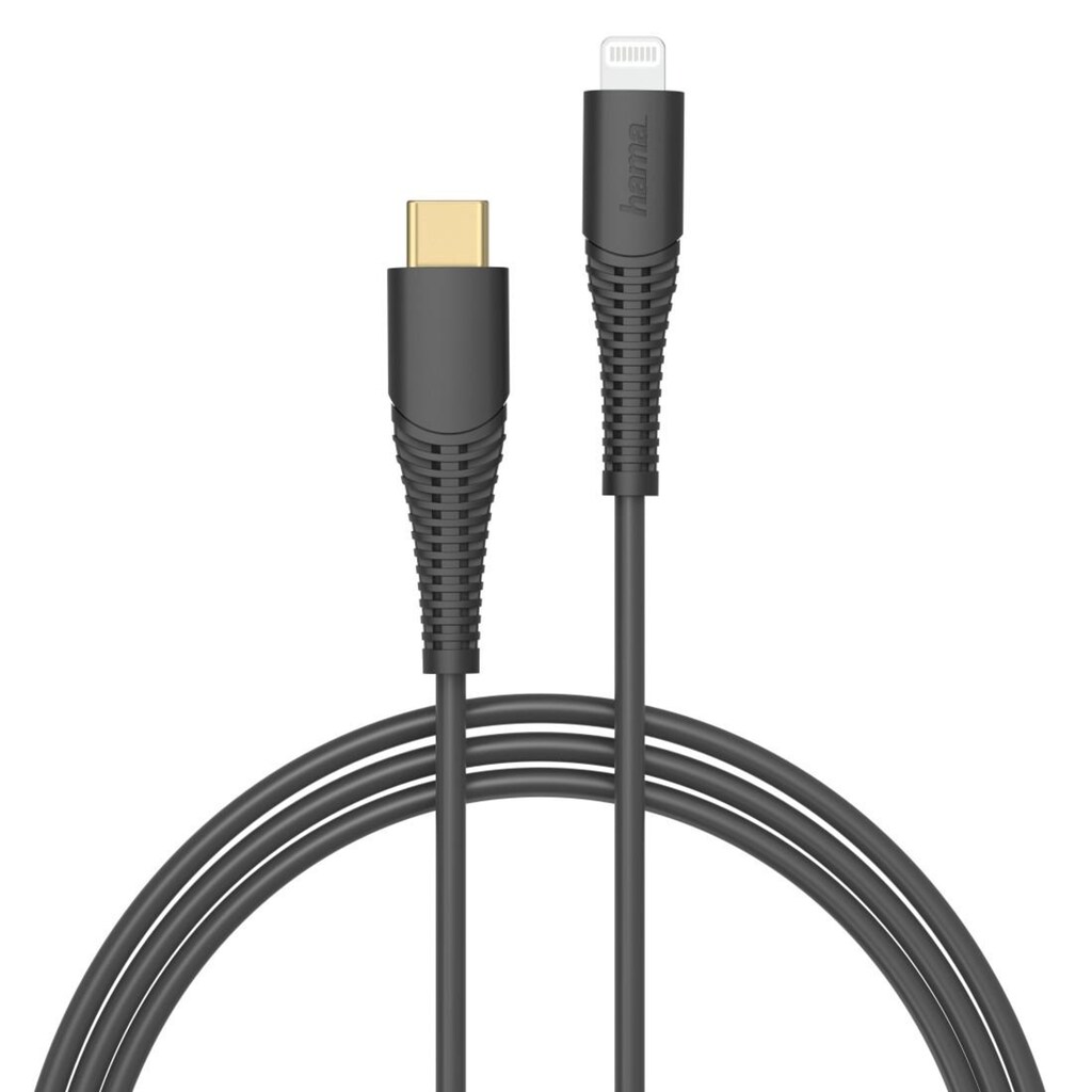 Hama USB-Kabel »Schnelllade-/Datenkabel, USB-C - Lightning, 1,5 m, Schwarz, USB-Kabel«, 150 cm
