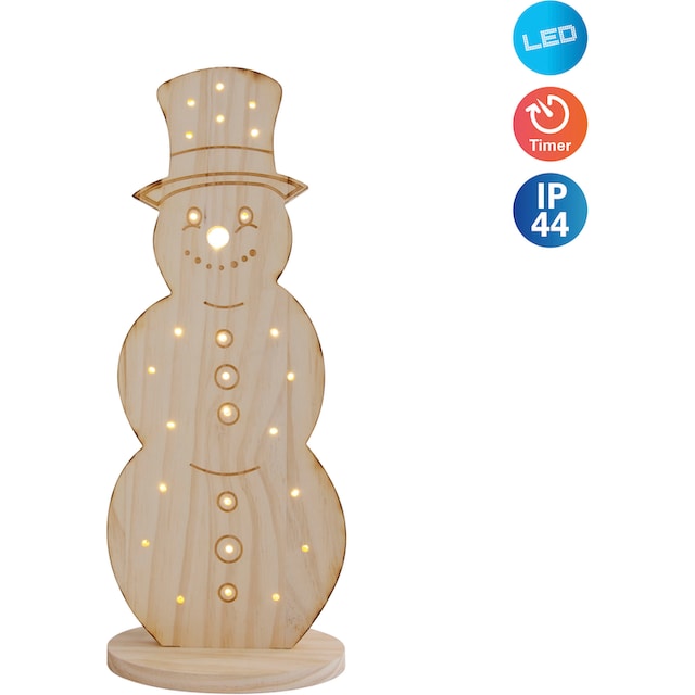 näve LED Dekoobjekt »Snowy, Weihnachtsdeko aus Holz«, Schneemann aus Holz,  Höhe ca. 50 cm, Batteriebetrieb kaufen | BAUR