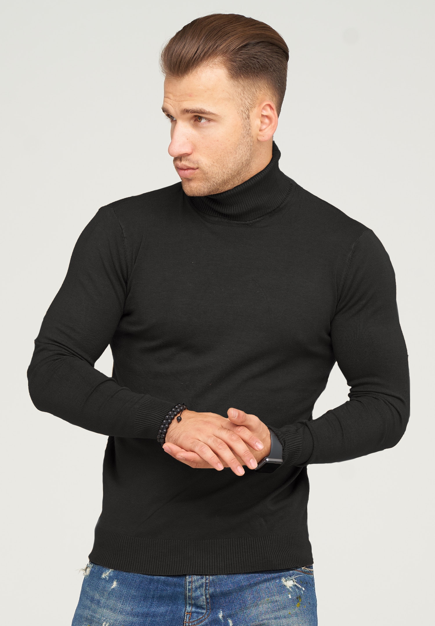 behype Rollkragenpullover "TIBERIUS", im modischen Slim Fit-Schnitt