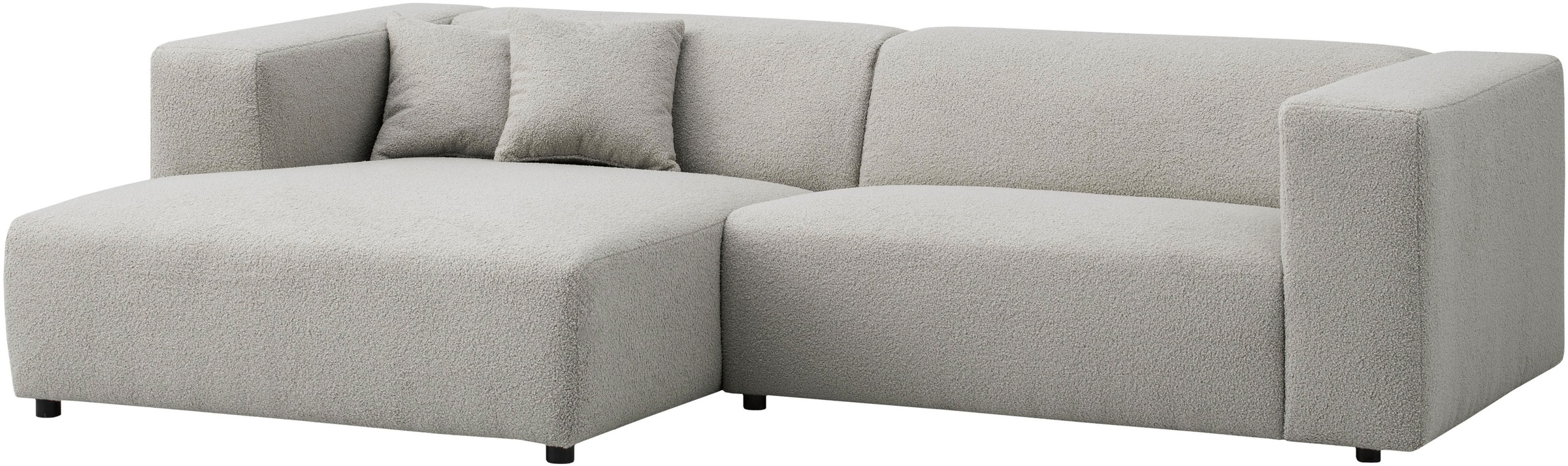 andas Ecksofa »BAKELS, L-Form in Cord oder Boucle-Stoff, moderne Couch«, wahlweise Recamiere rechts/links, bequemer Sitzkomfort