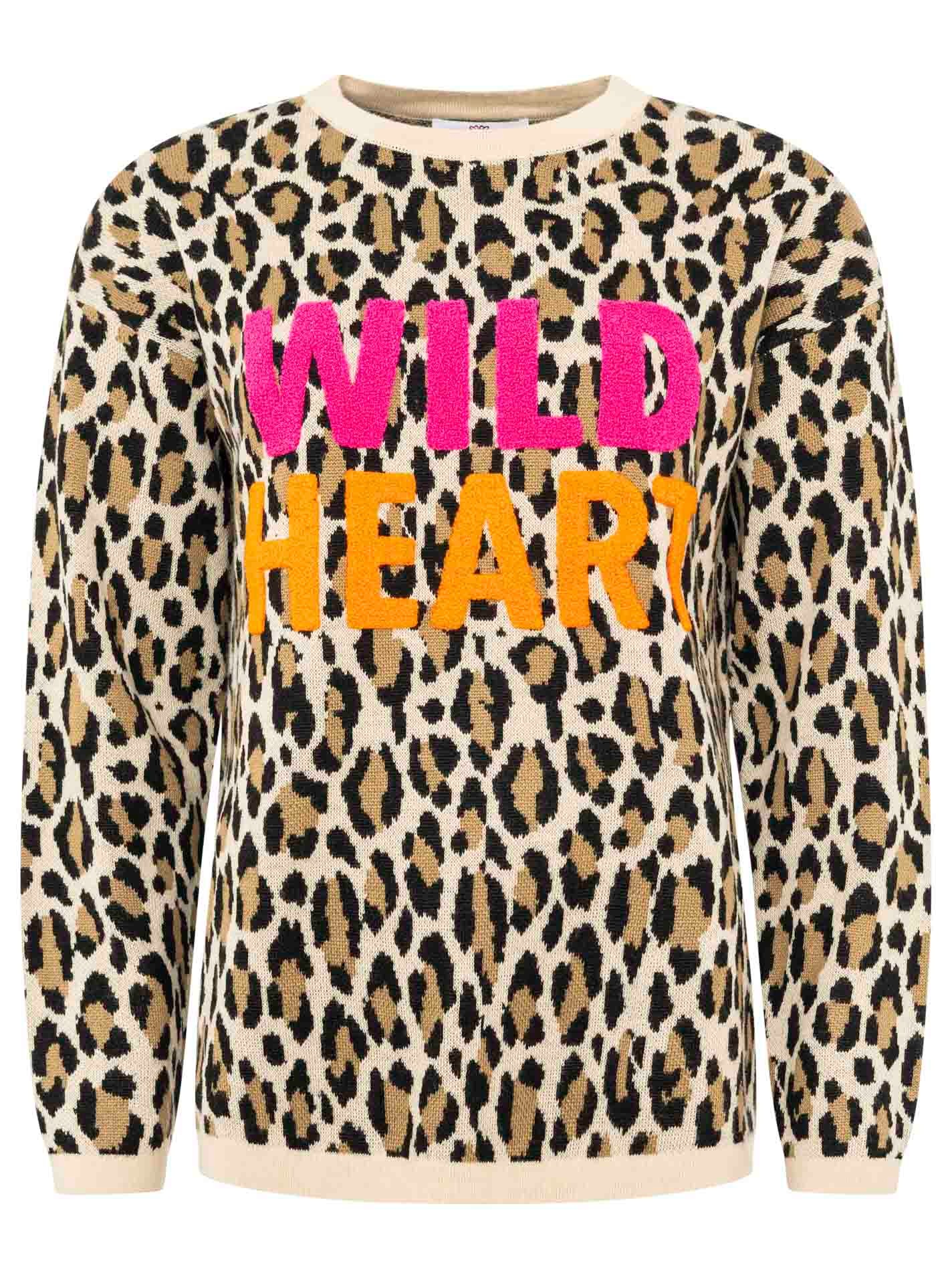 Zwillingsherz Strickpullover ""Wild Heart"" mit Neon Aufschrift günstig online kaufen