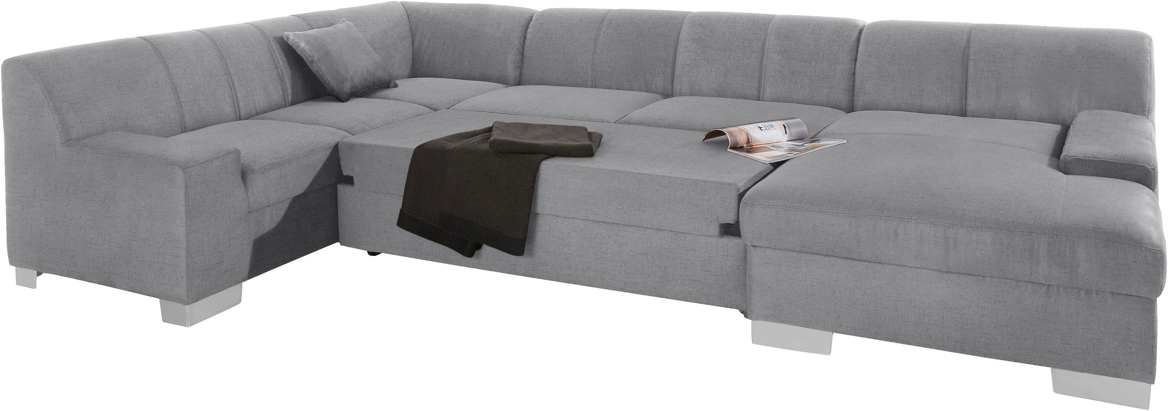 Thumbnail - DOMO collection Wohnlandschaft "Bero, elegant und zeitlos, flache Armlehnen, Breite 328cm, U-Form" fester Sitzkomfort, w...