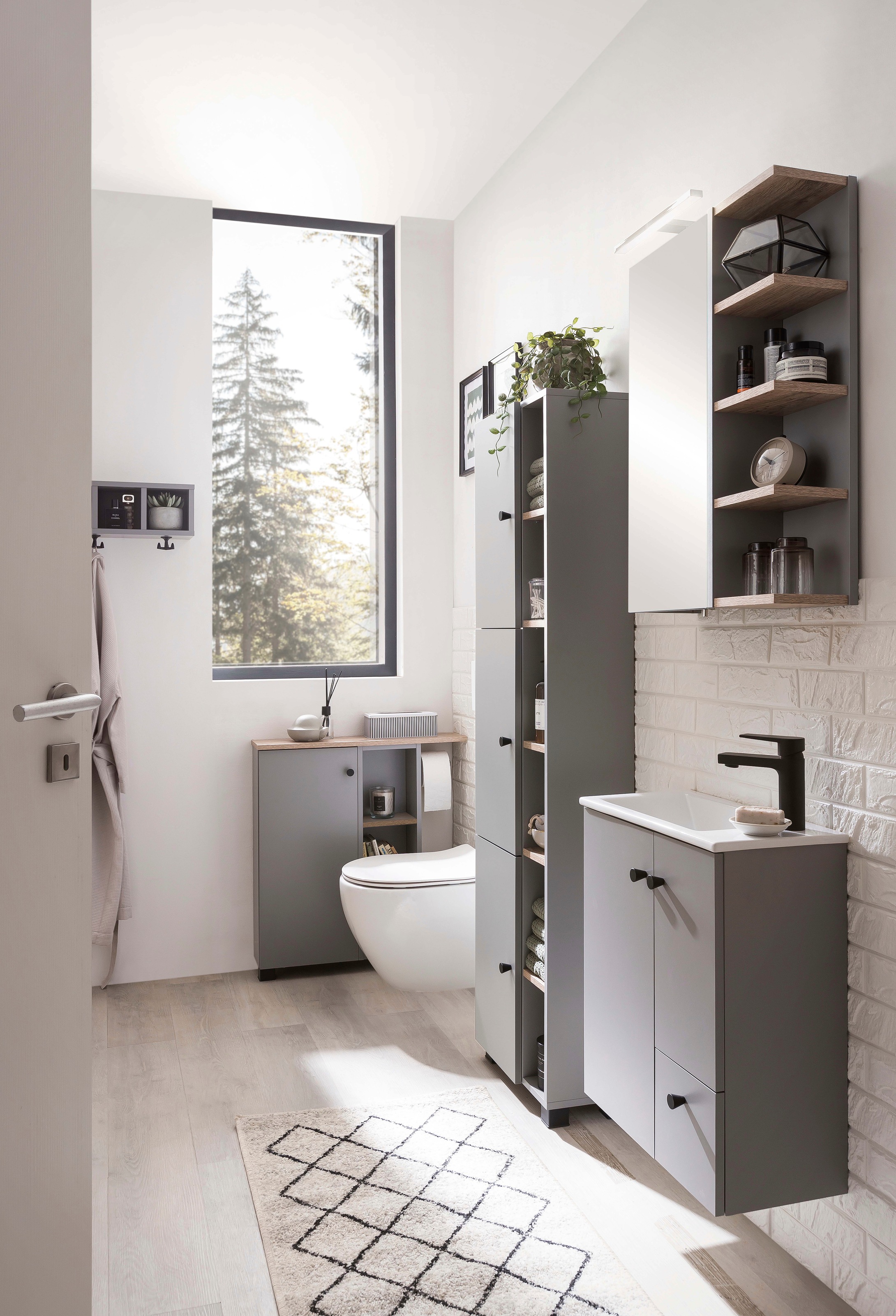 welltime Hochschrank "Balto, Breite 44 cm" Regal beidseitig montierbar günstig online kaufen