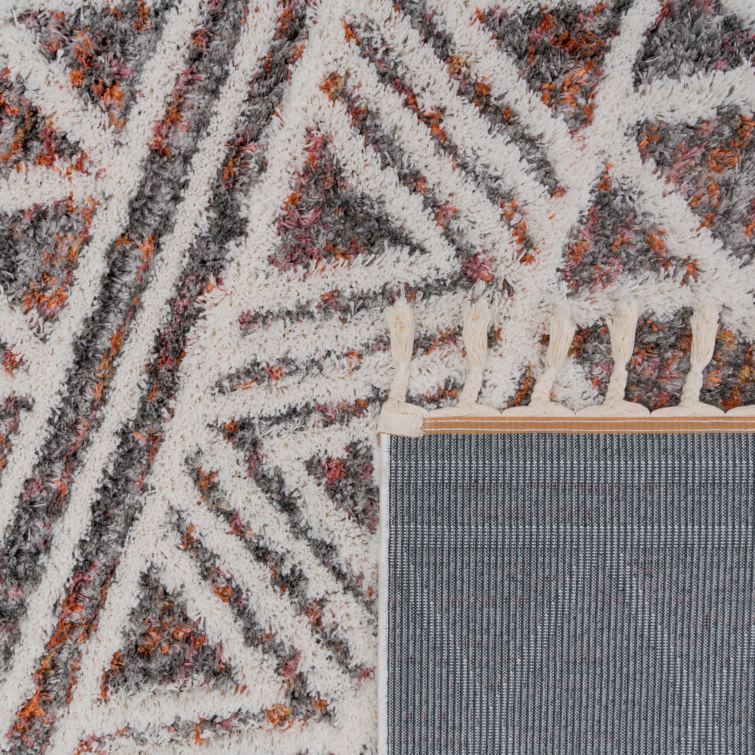 Paco Home Hochflor-Teppich »Monza 652«, rechteckig, meliert, Rauten Muster, 3D-Effekt, mit Fransen