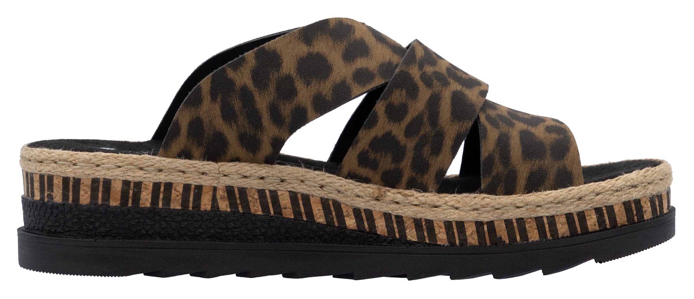 Rieker Pantolette, Keilabsatz, Sommerschuh, Schlappen mit Juteumrahmung