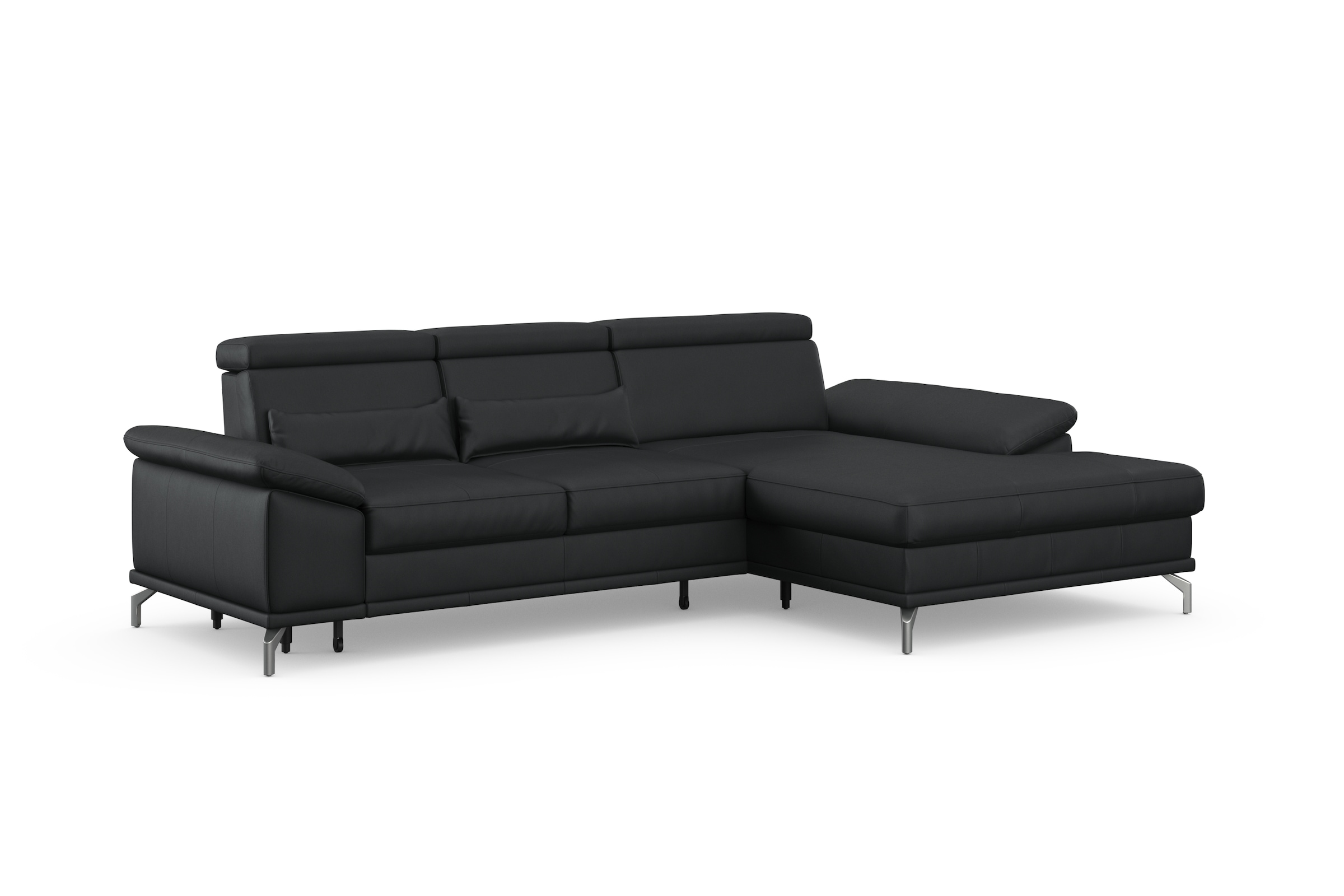 sit&more Ecksofa »Cabrio L-Form, mit Sitztiefenverstellung, Arm- und Kopfteilverstellung«, 2 Nierenkissen, Federkern, optional Bettfunktion und Stauraum