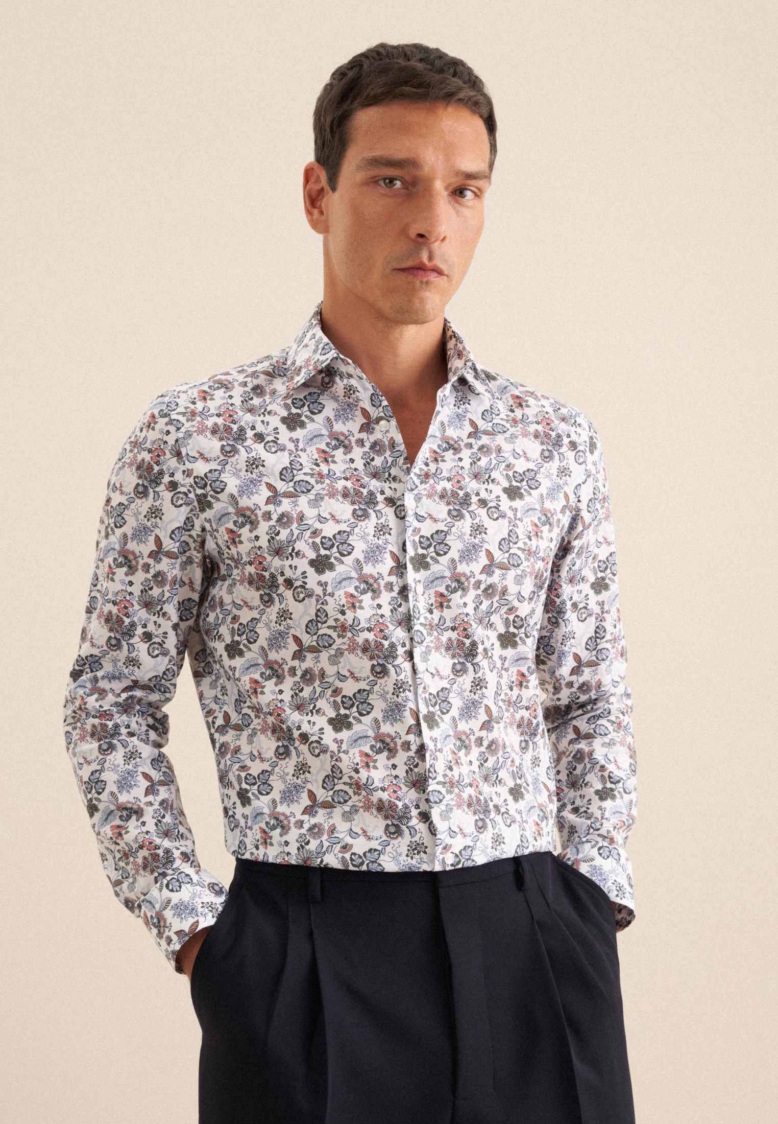 seidensticker Businesshemd "Shaped" Shaped 1/1 Kentkragen Druck günstig online kaufen